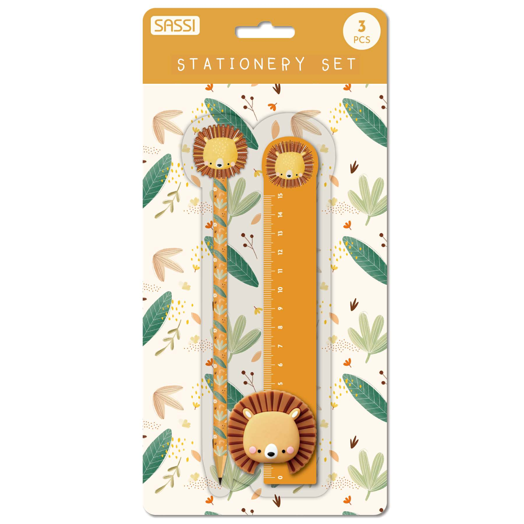 Set de papeterie enfant crayon règle taille-crayon ANIMAUX, SASSI JUNIOR