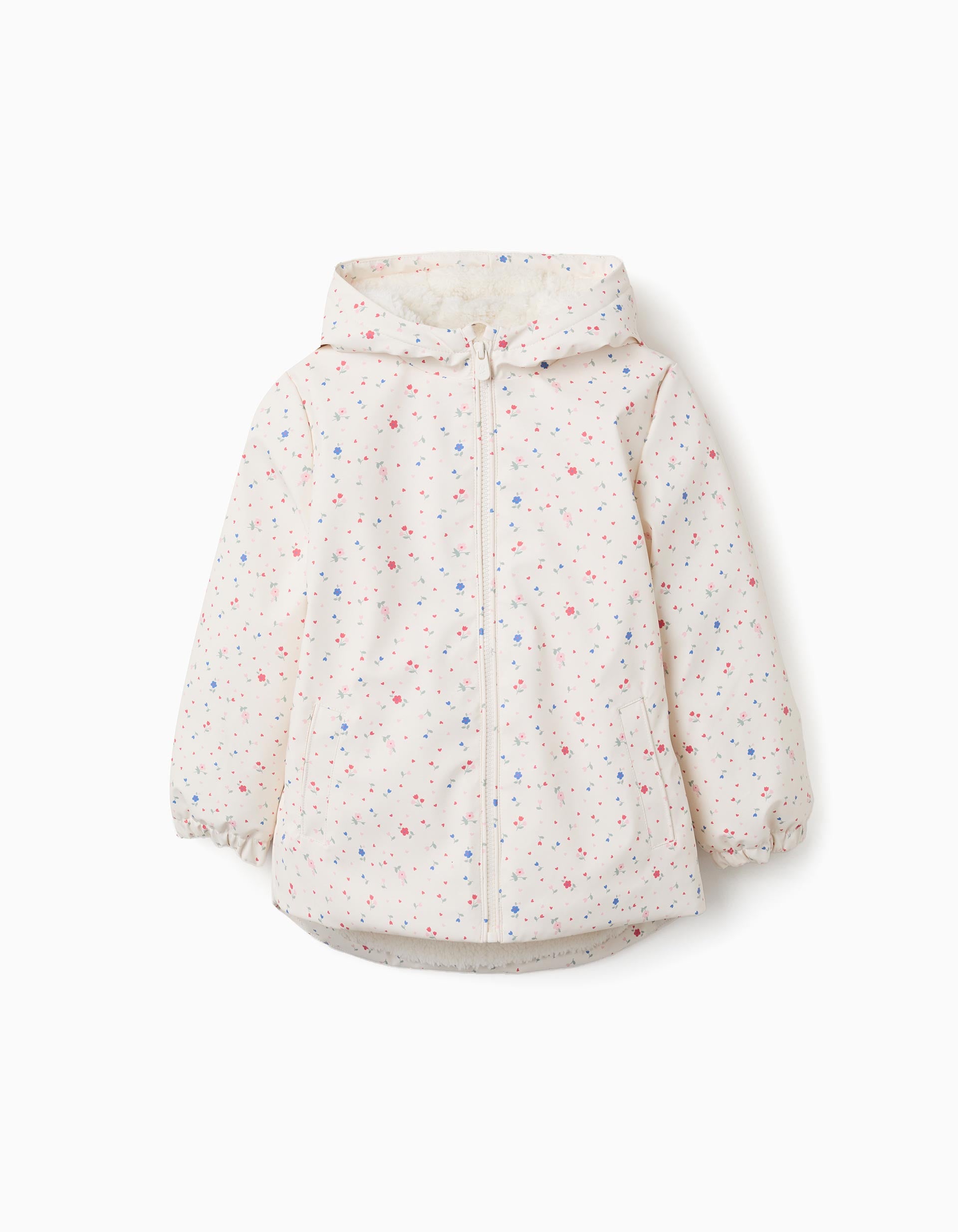 Parka à capuche avec doublure en sherpa et fleurs, ZIPPY