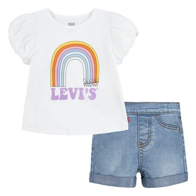 Puff Sleeve T-Shirt/Shorts Outfit in Cotton Mix LEVI'S KIDS