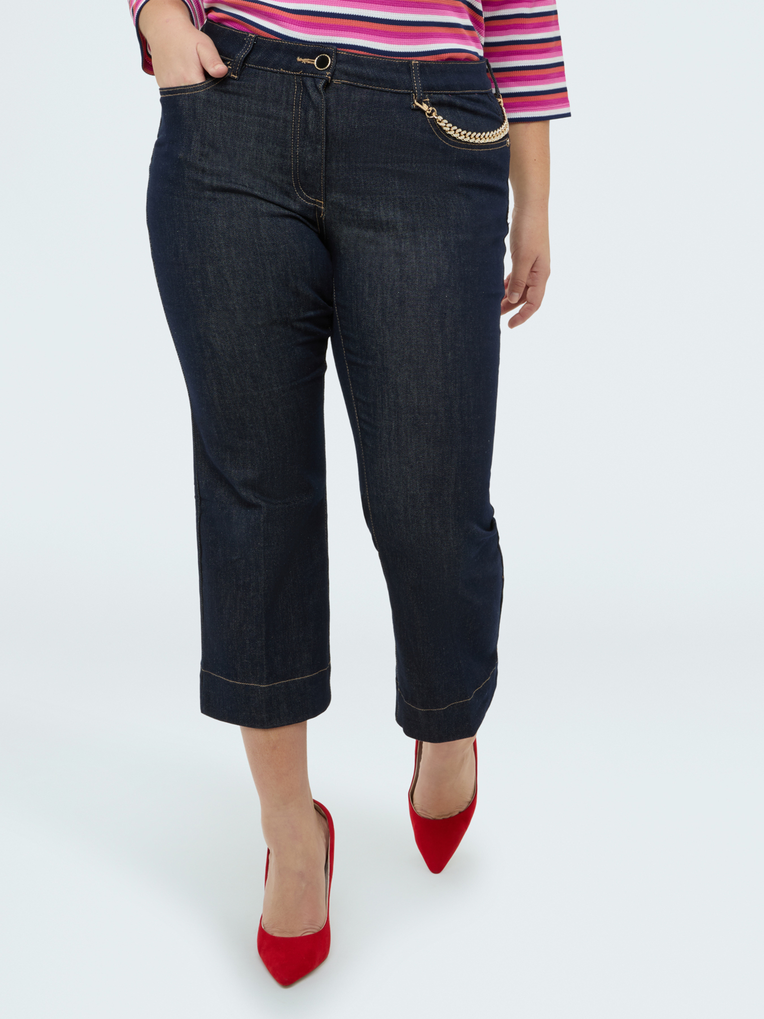 Jean Kick Flare avec chaînette décorative, FIORELLA RUBINO