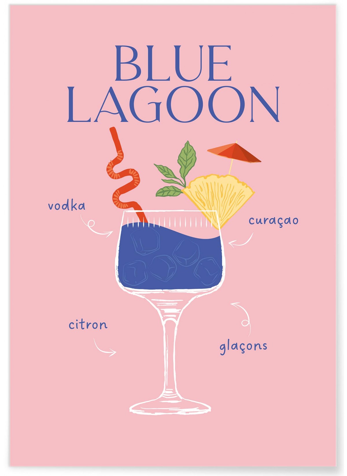 Affiche Cocktail Blue Lagoon 2, L'AFFICHERIE