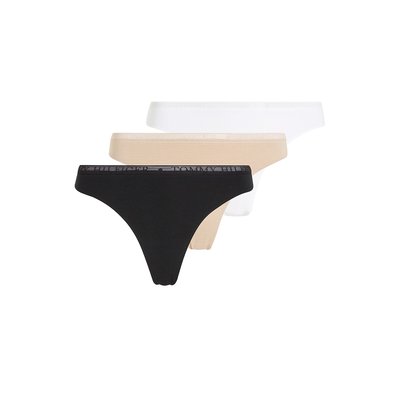 Pack of 3 Logo Lace Thongs in Cotton TOMMY HILFIGER