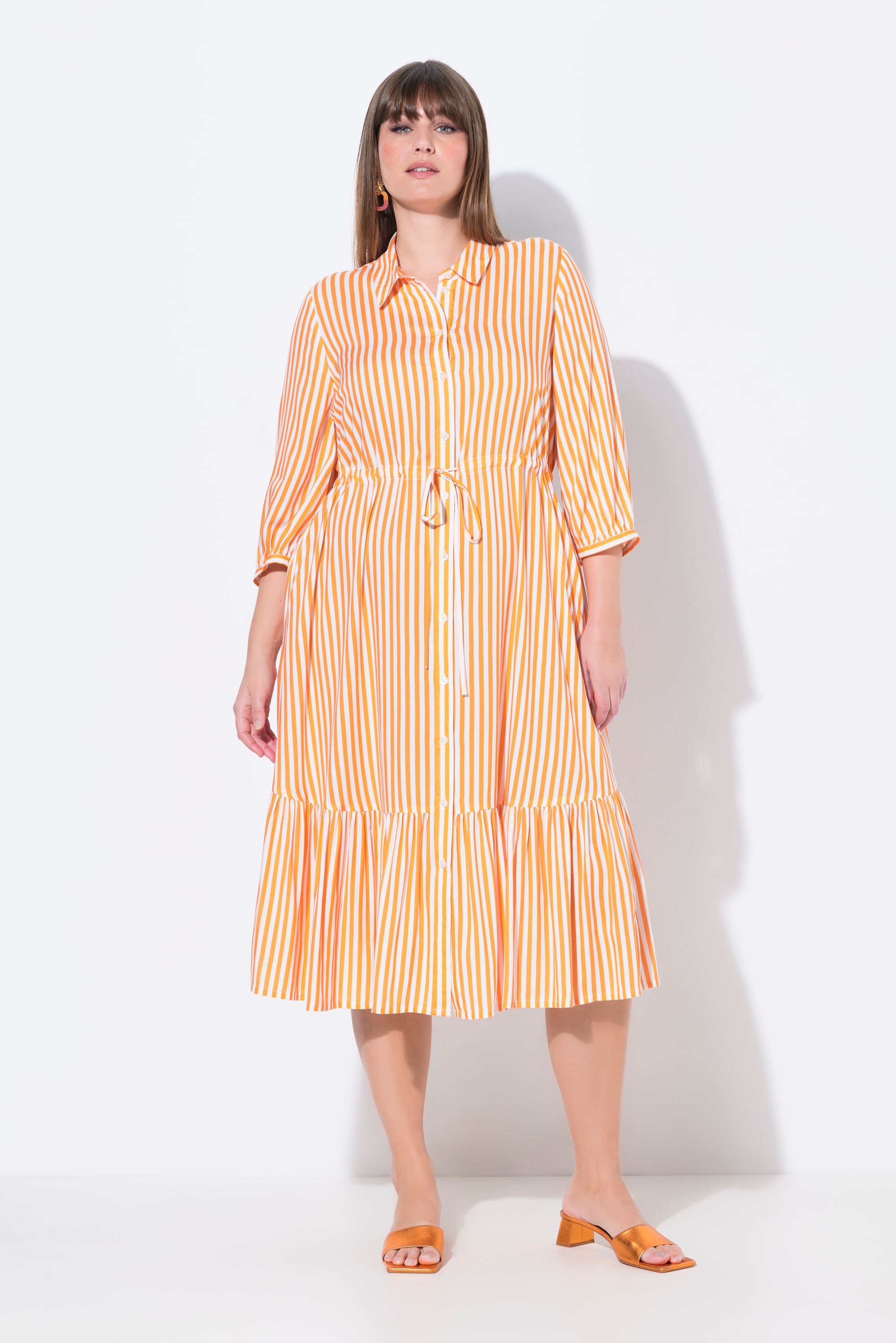 Robe-chemisier à rayures. Col chemise, ULLA POPKEN
