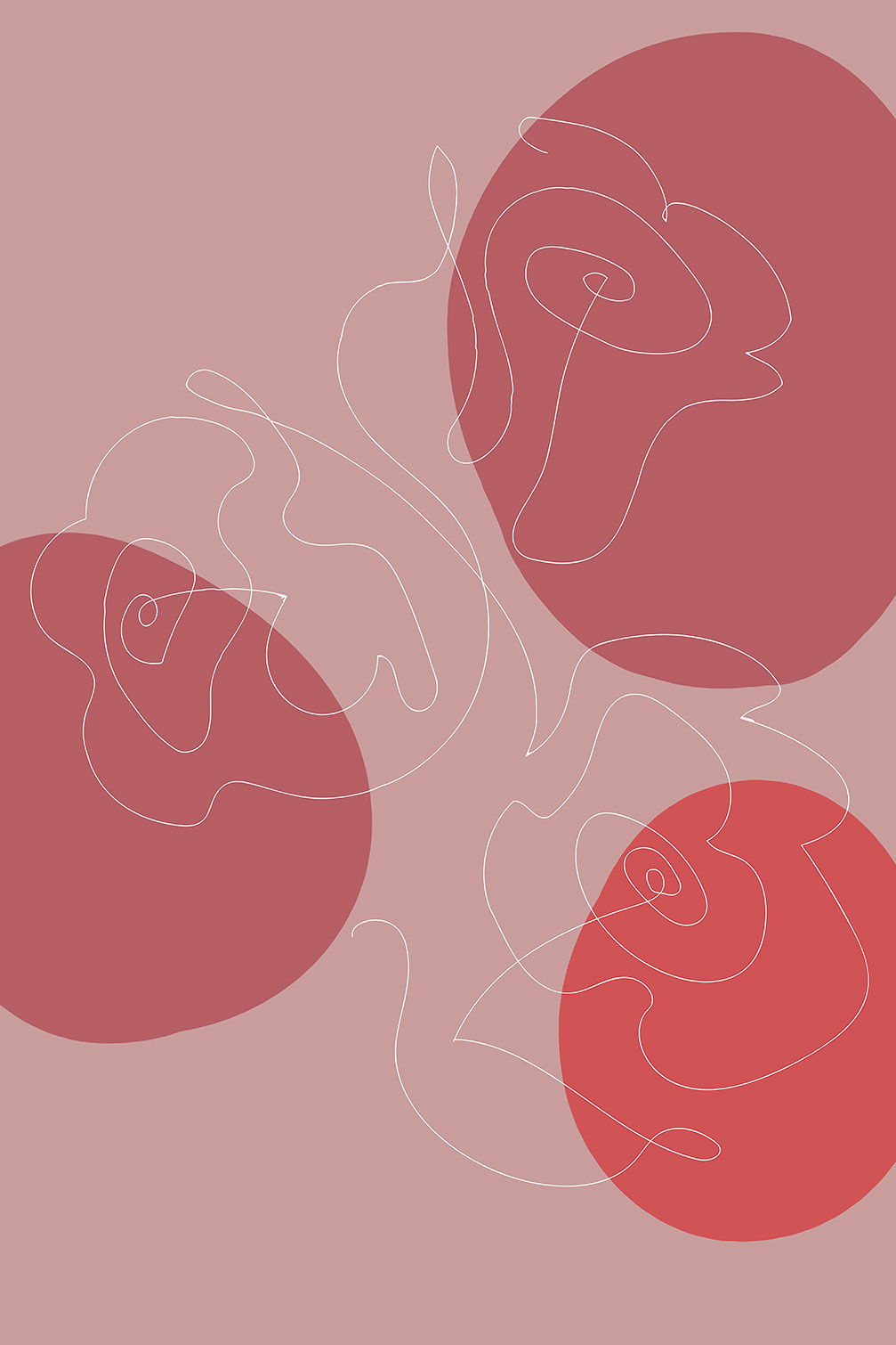 Tableau Line art et courbe rose, HEXOA