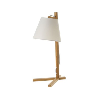 Lampe Design à Poser en Bambou et Abat-jour en Tissu Blanc - H50cm WADIGA
