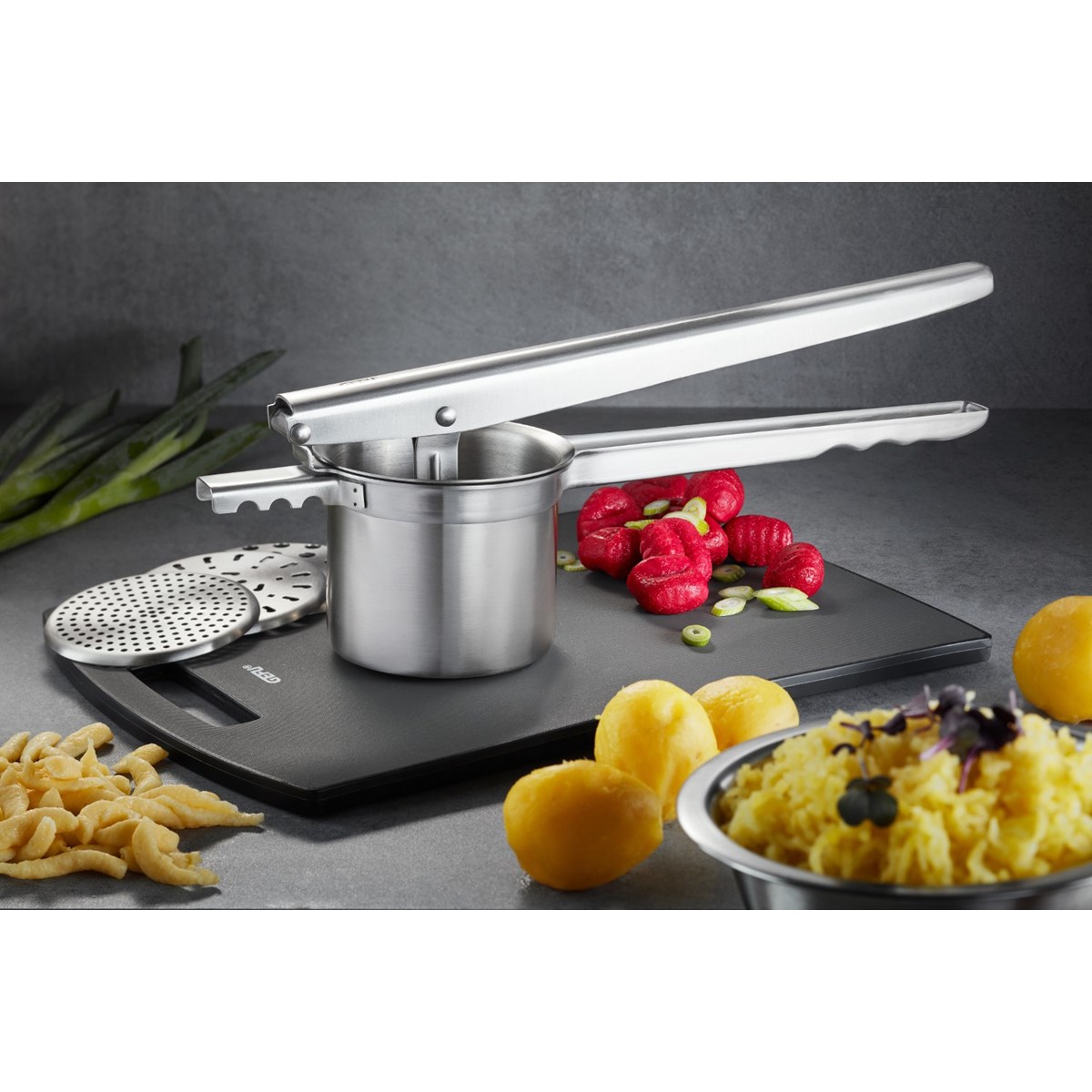 GEFU PRENSO – Presse-Purée, Presse-Jus Et Spaetzle En Inox 3 En 1 Ultra Résistante