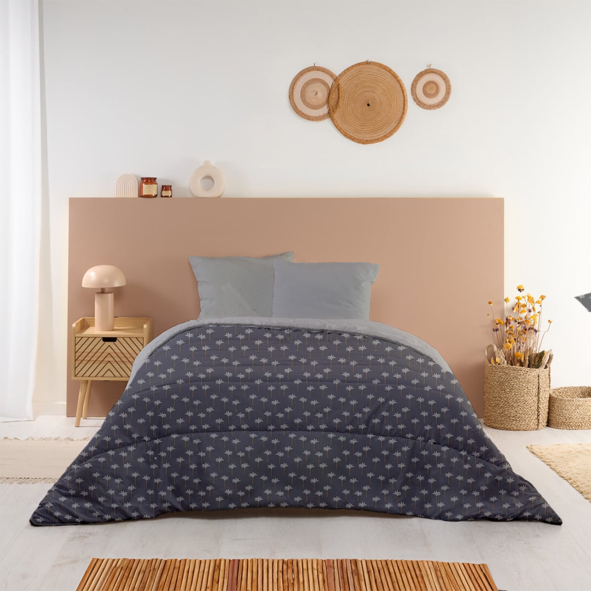 Couette imprimée microfibre chaude Oasis, BLEU CALIN