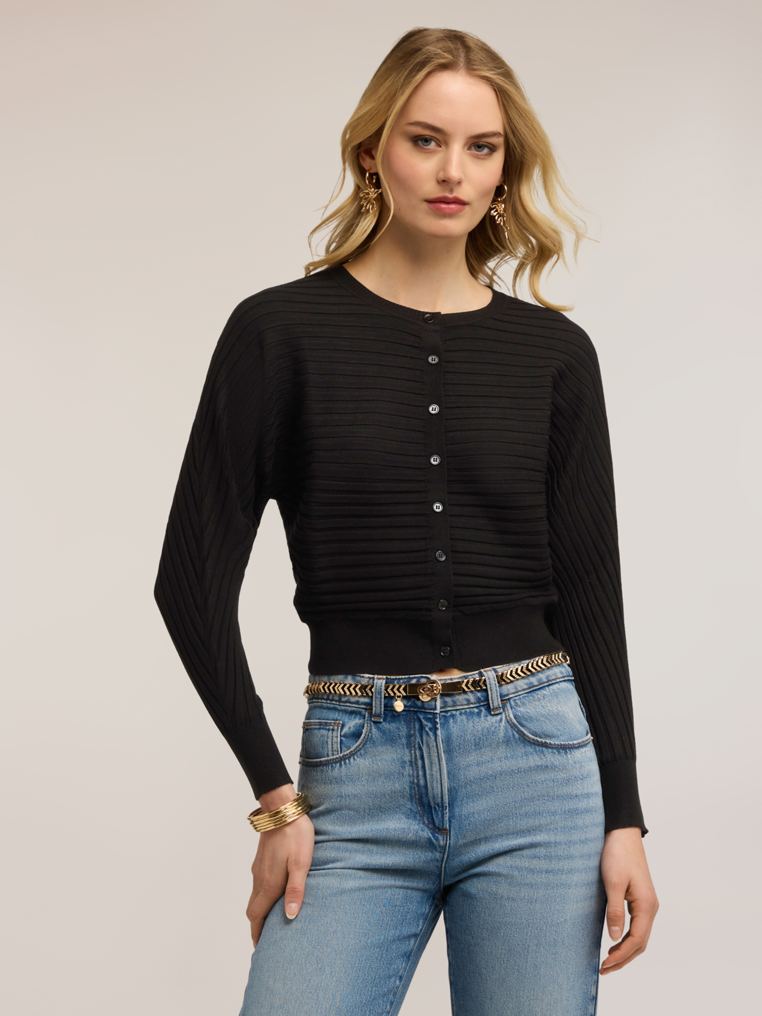 Cardigan en tricot à côtes horizontales, MOTIVI