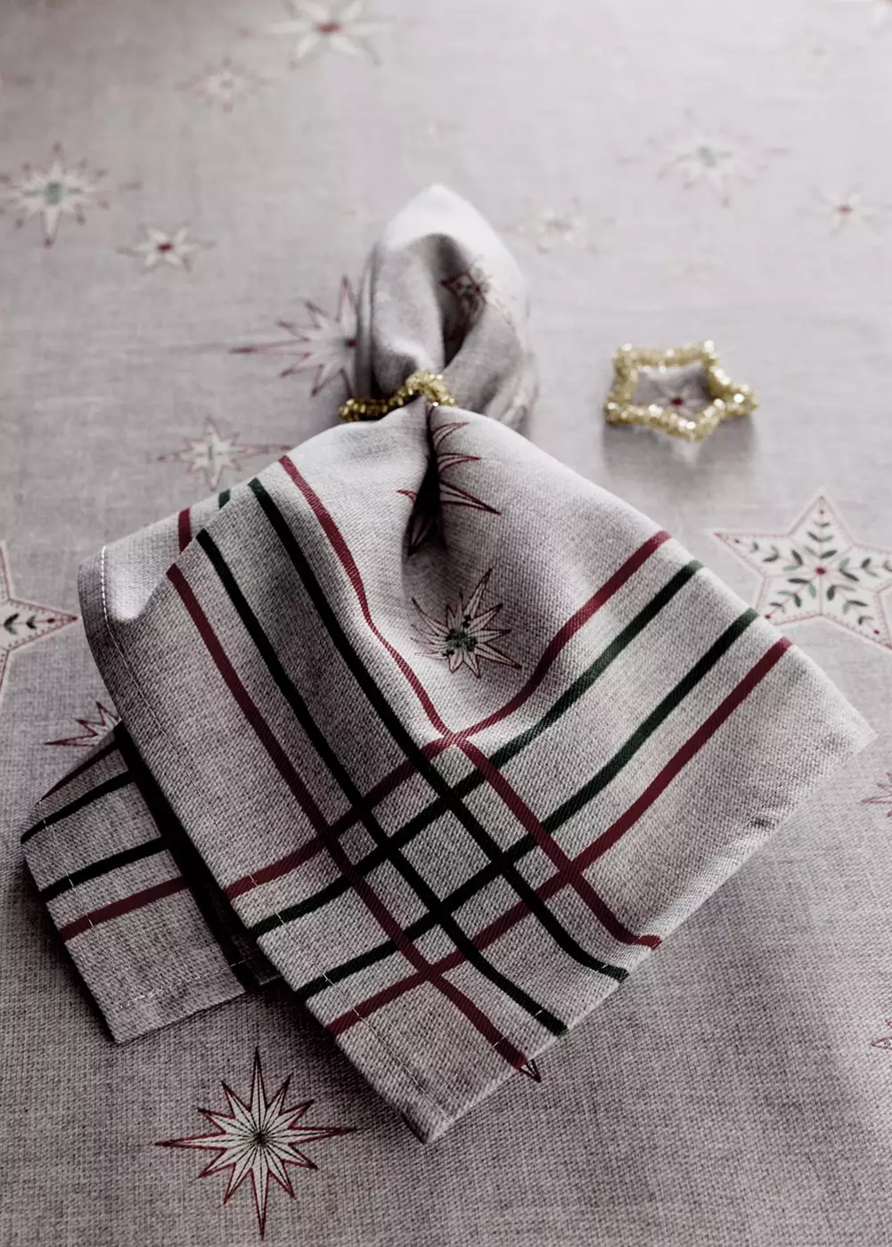 Serviettes de table en coton imprimé étoiles, MANGO HOME