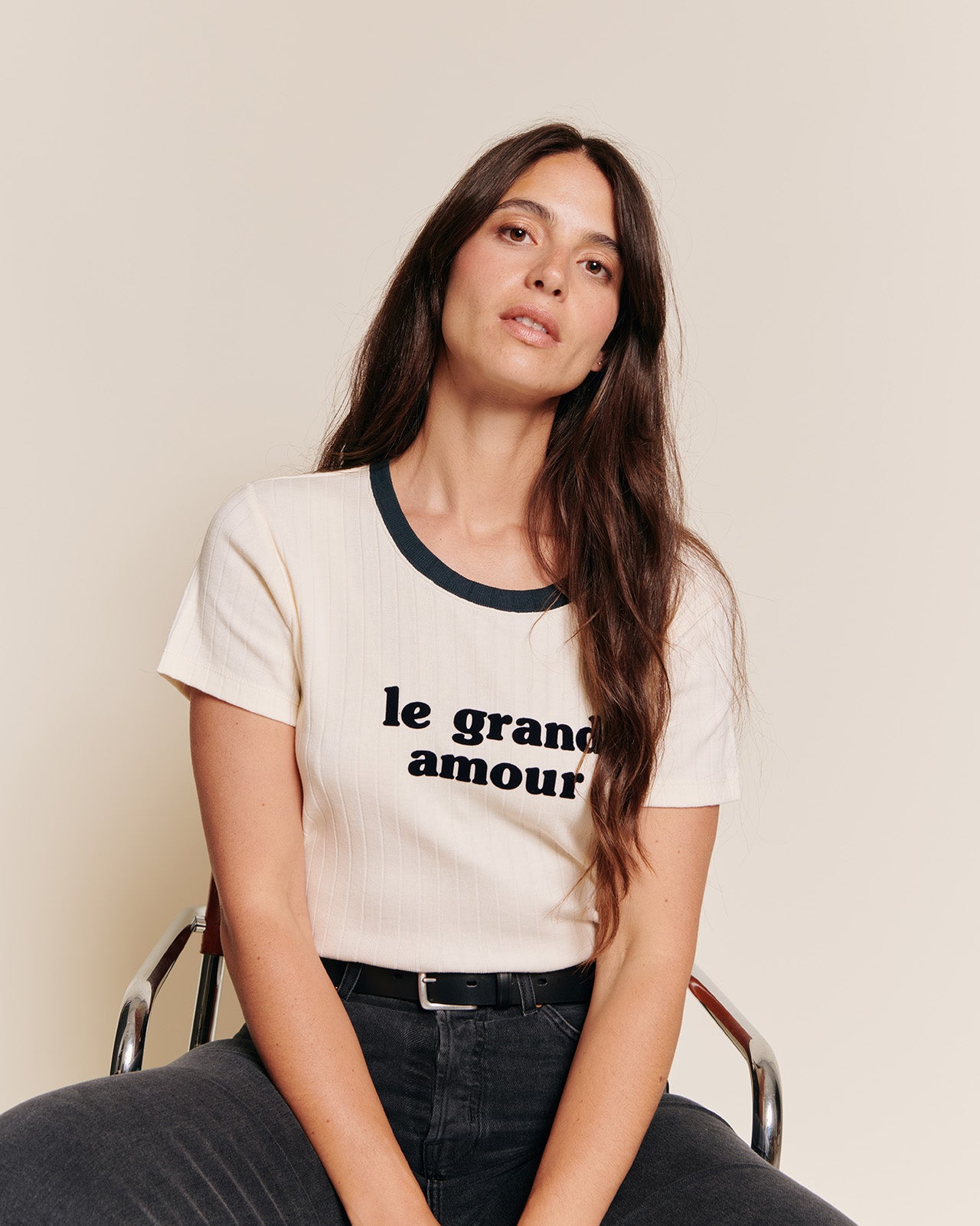 T-shirt imprimé velours en coton bio, LE GRAND AMOUR, EMOI EMOI
