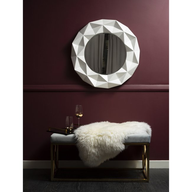 78cm 3D Effect Wall Mirror in White Gloss, white, SO'HOME