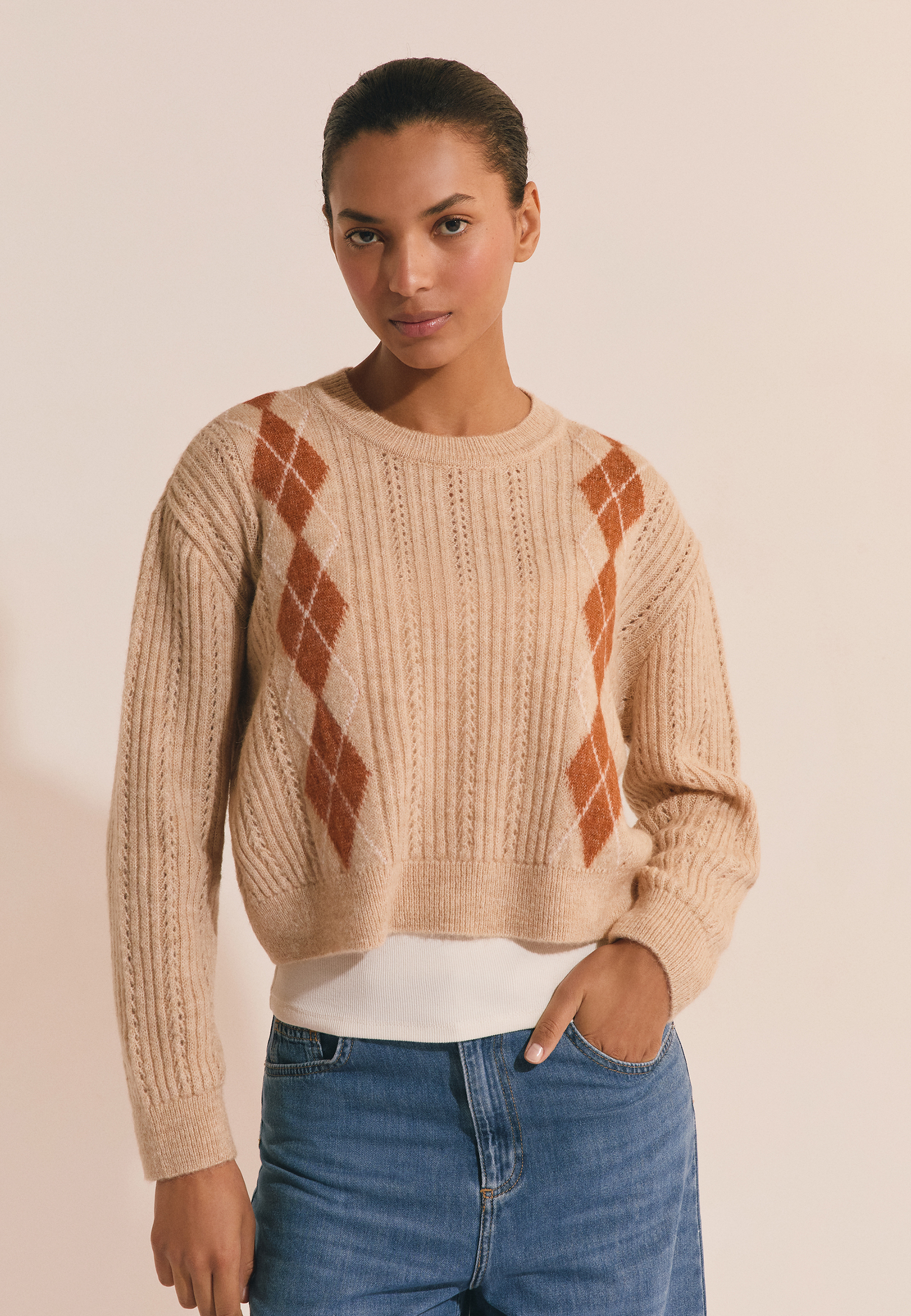 Pull crop à motif argyle A ANITA, ETAM