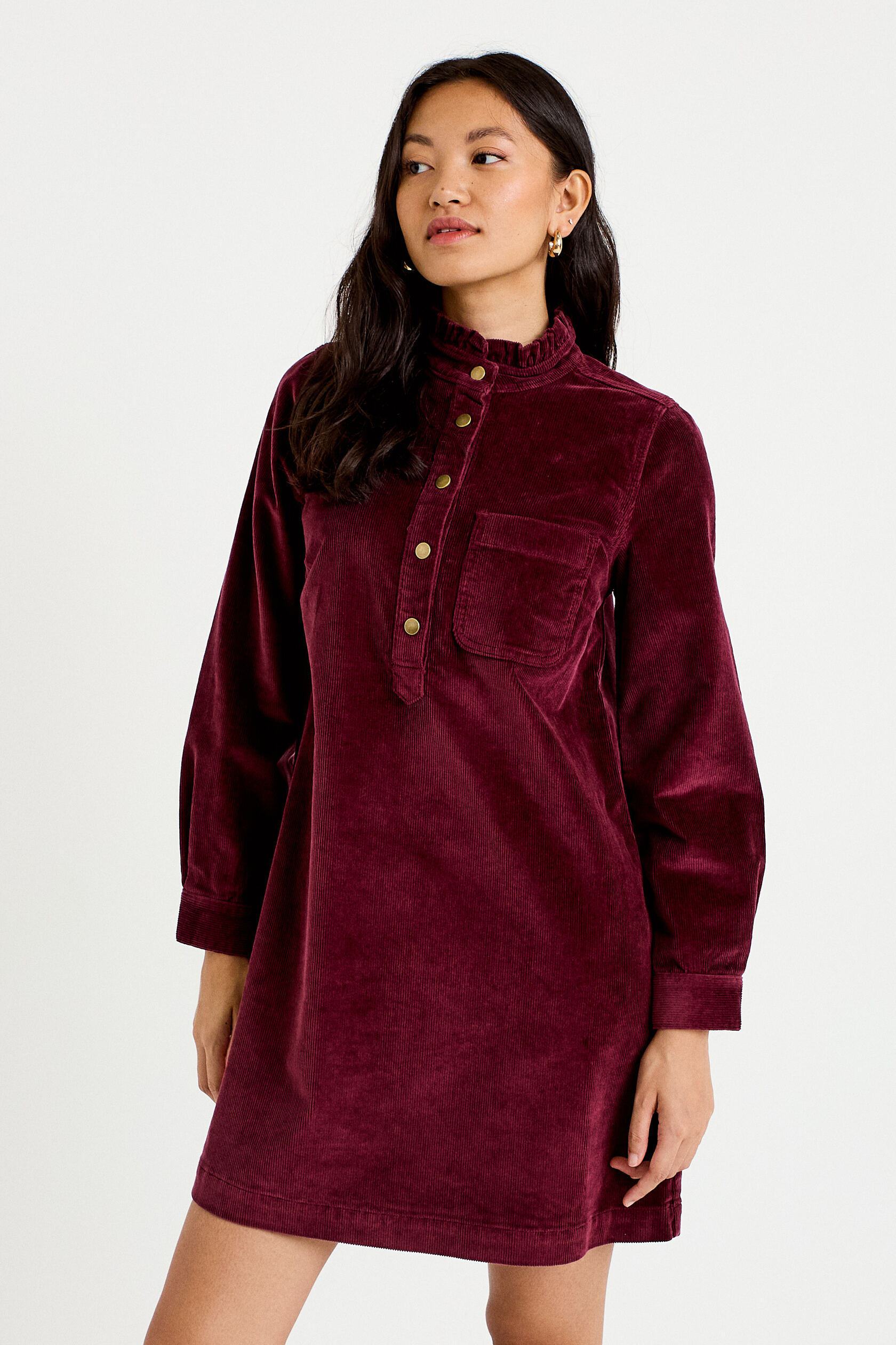 Robe droite velours col montant, CACHE CACHE
