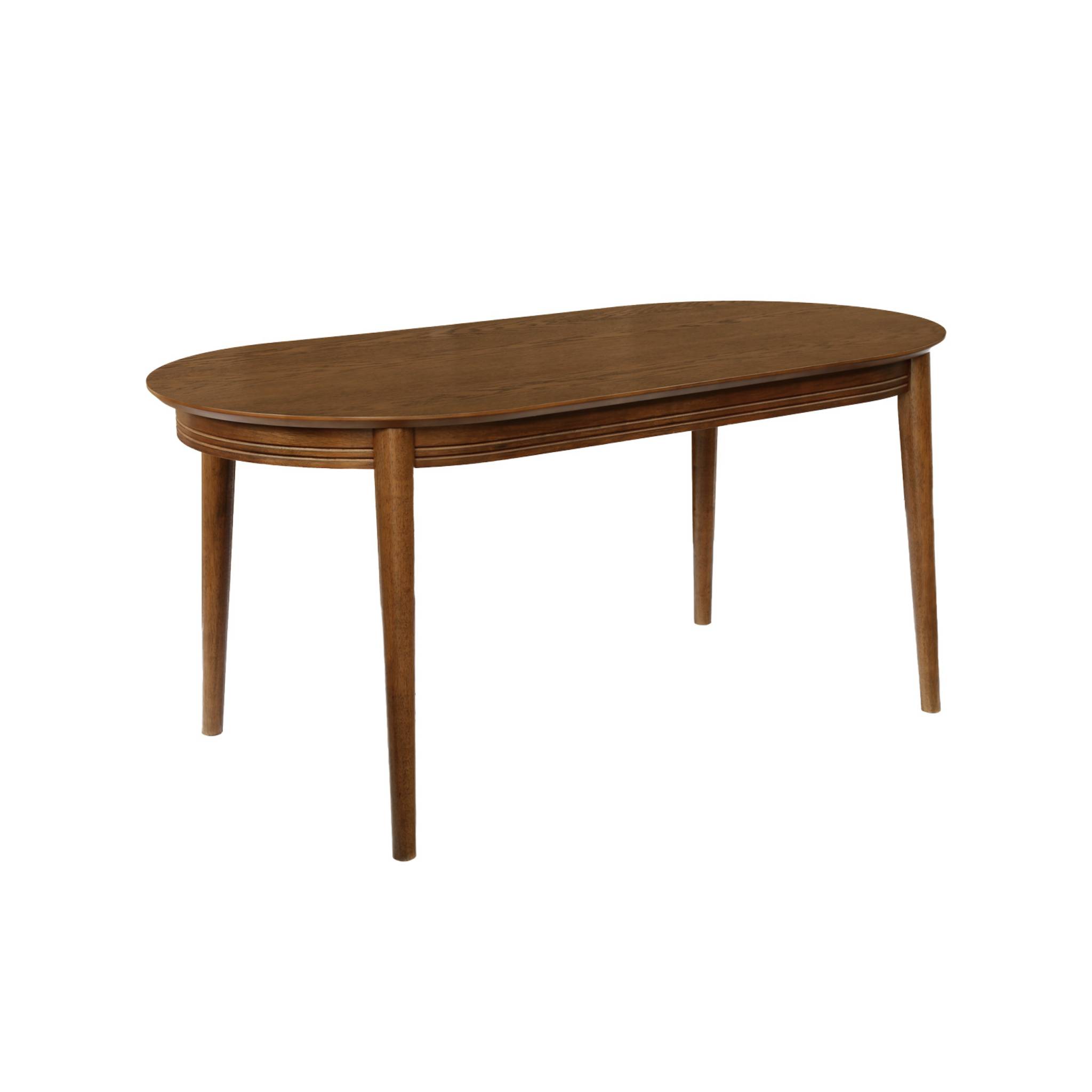 Table à manger oblongue bois d'hévéa placage chêne 6 places LAURINE, SWEEEK