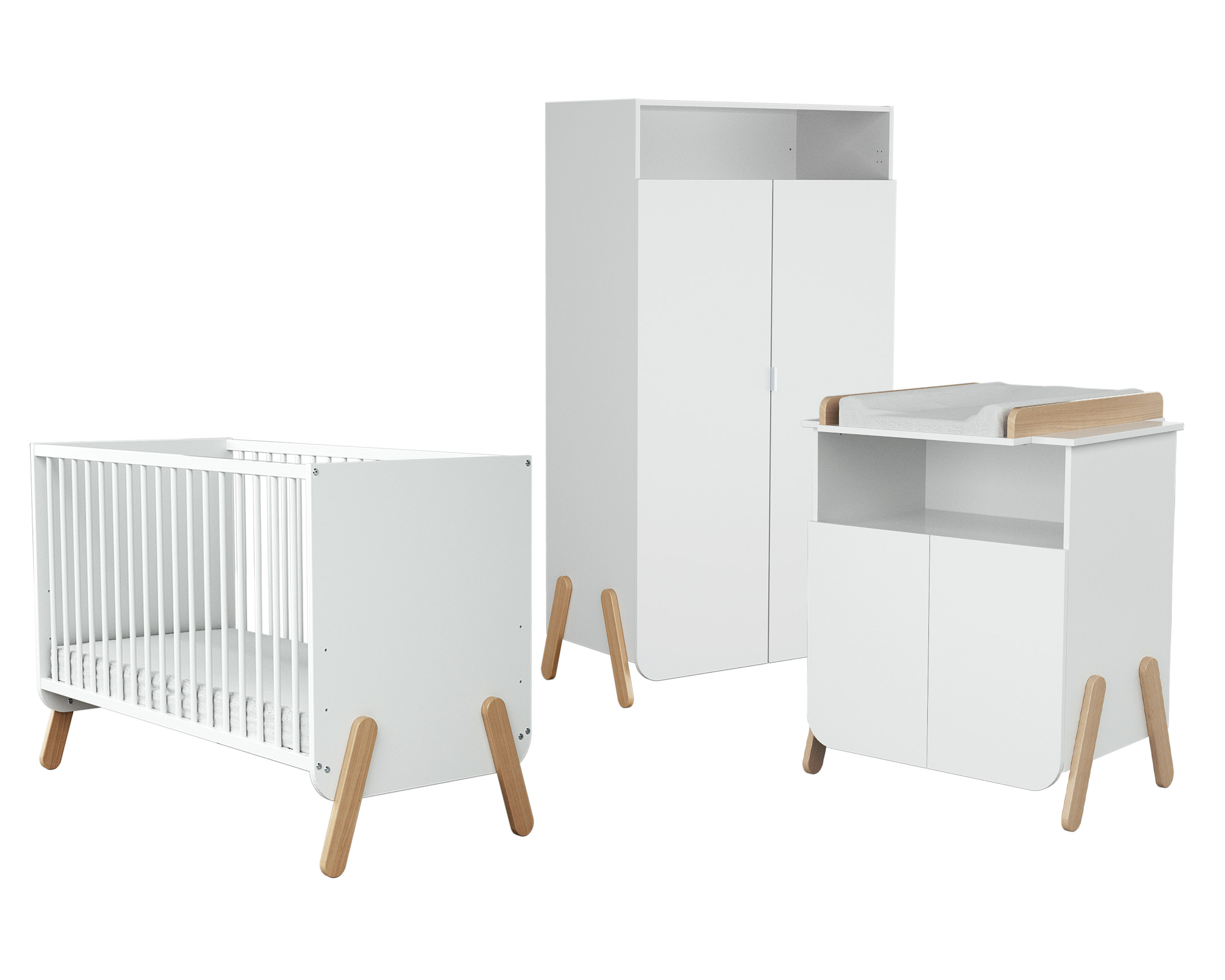 Chambre bébé lit, meuble à langer et armoire en bois PIRATE, AT4