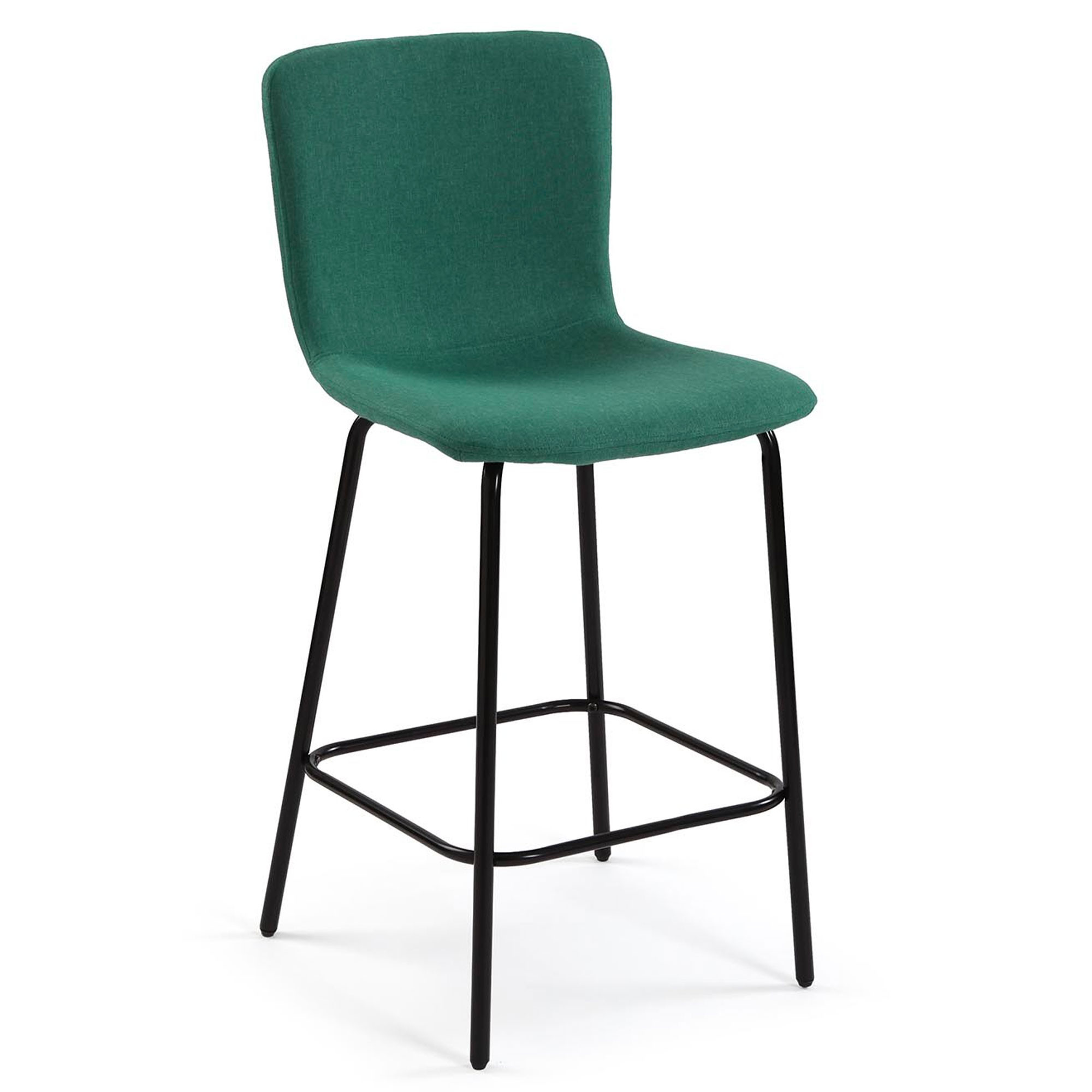 Tabouret de bar métal noir et assise tissu vert 51x44.5x93.5cm, WADIGA