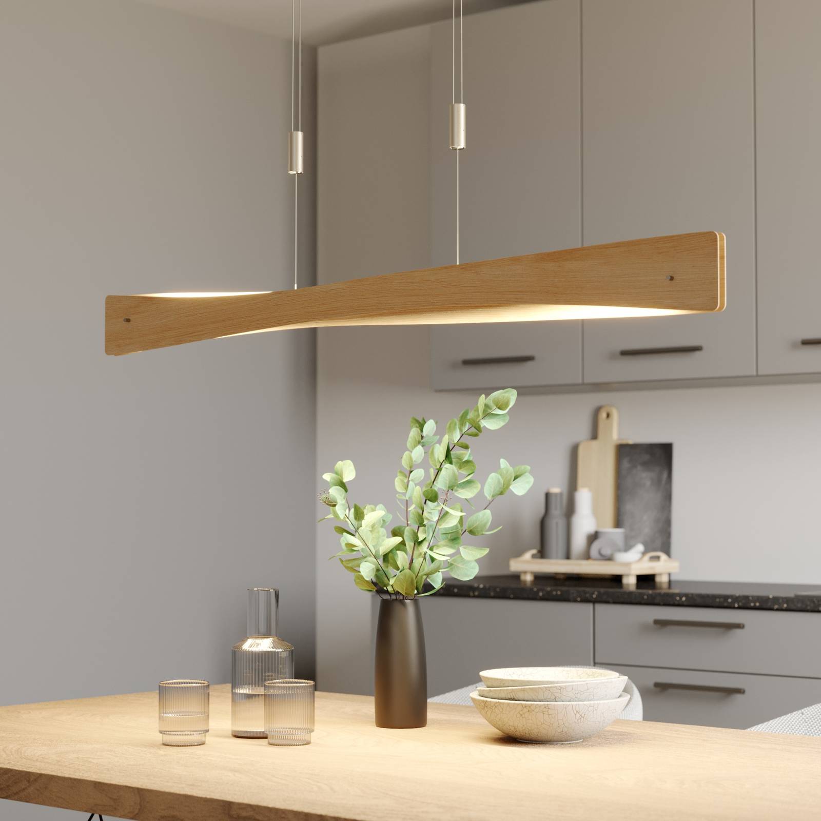 Suspension En Bois Design Led, Lian, LUCANDE