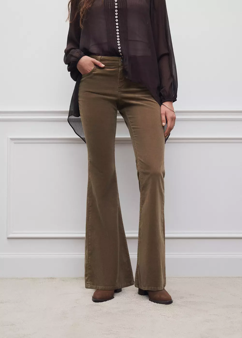 Pantalon flare velours côtelé, MANGO TEEN