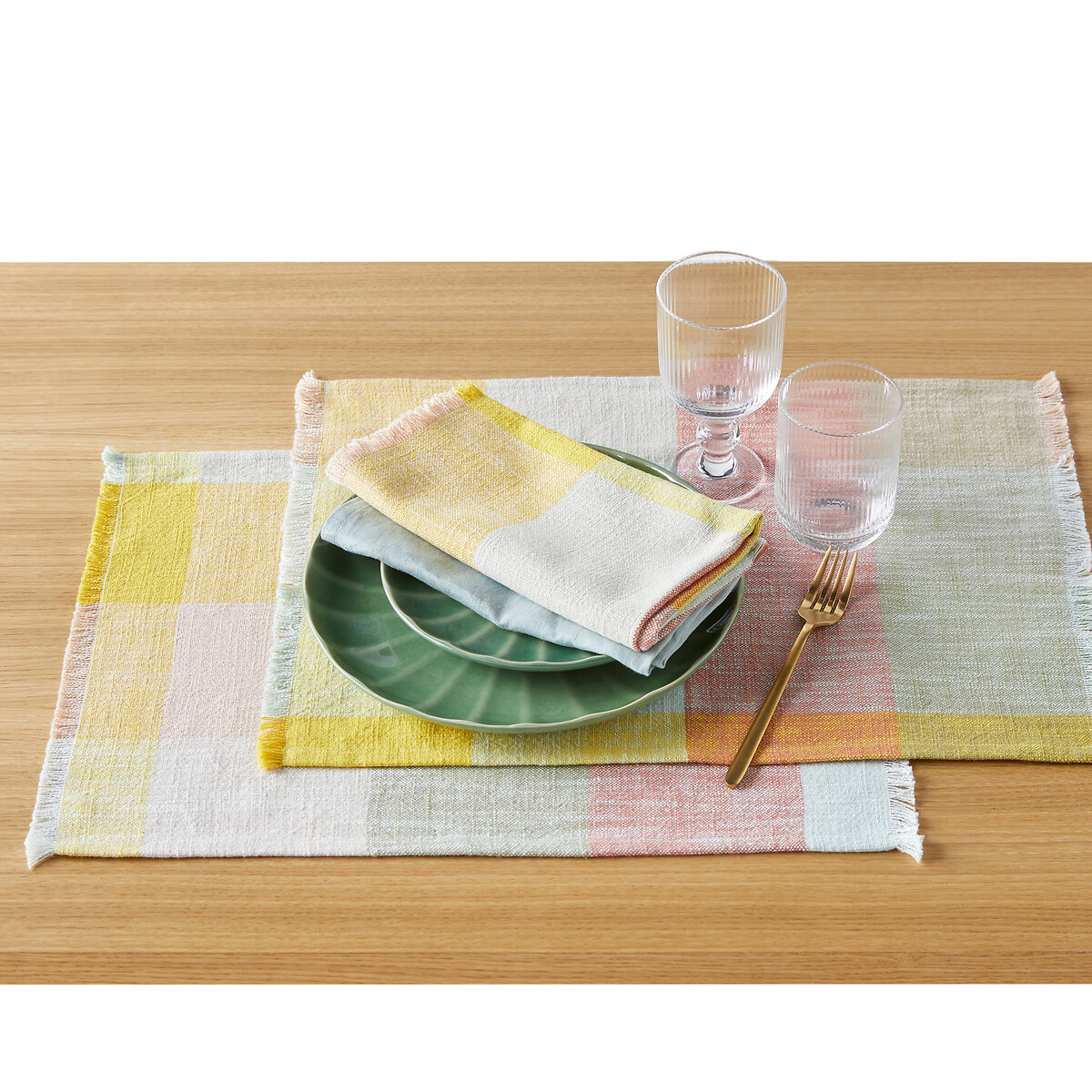 Set of 2 Formia Checked 100% Woven-Dyed Cotton Placemats