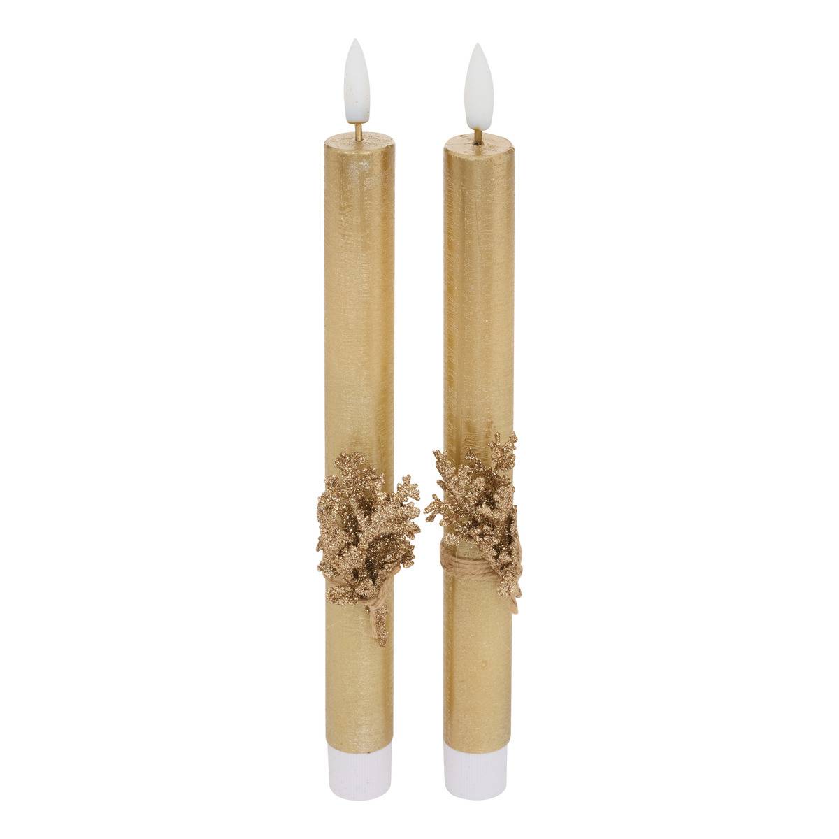 Lot de 2 bougies LED Lupa bâton doré, ATMOSPHERA