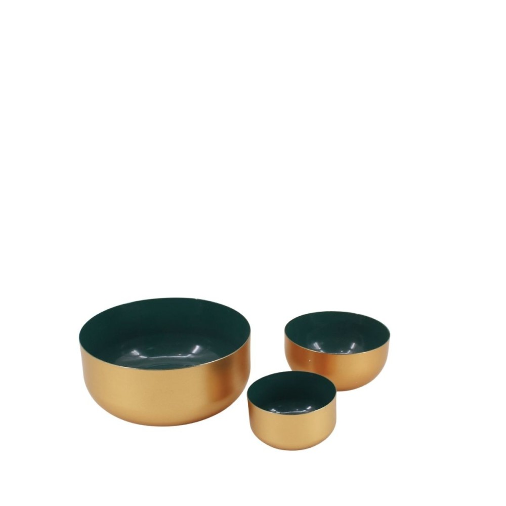 Set de 3 coupes dorées intérieur vert, ORNAMI