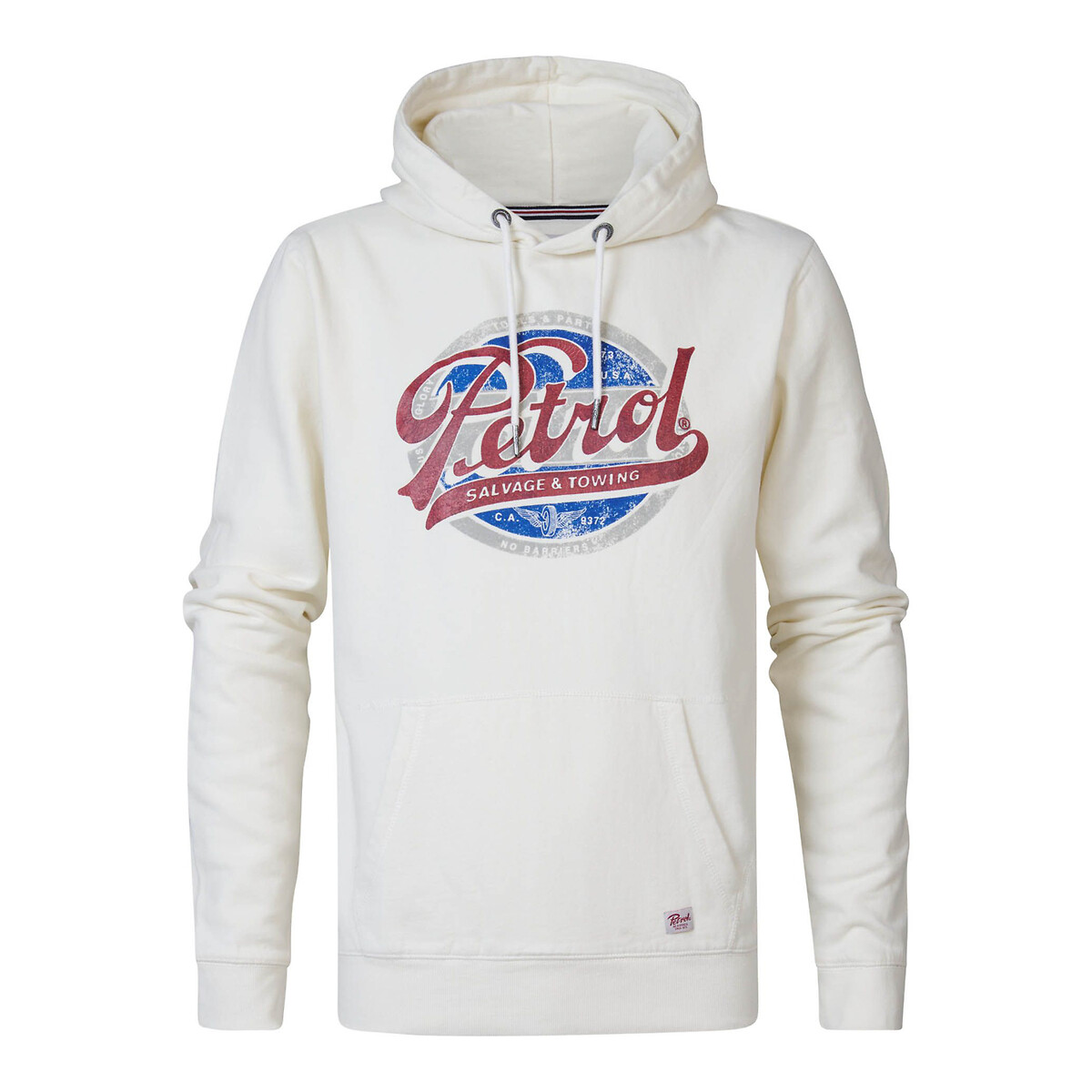Cotton Crew Neck Hoodie with Print on Front