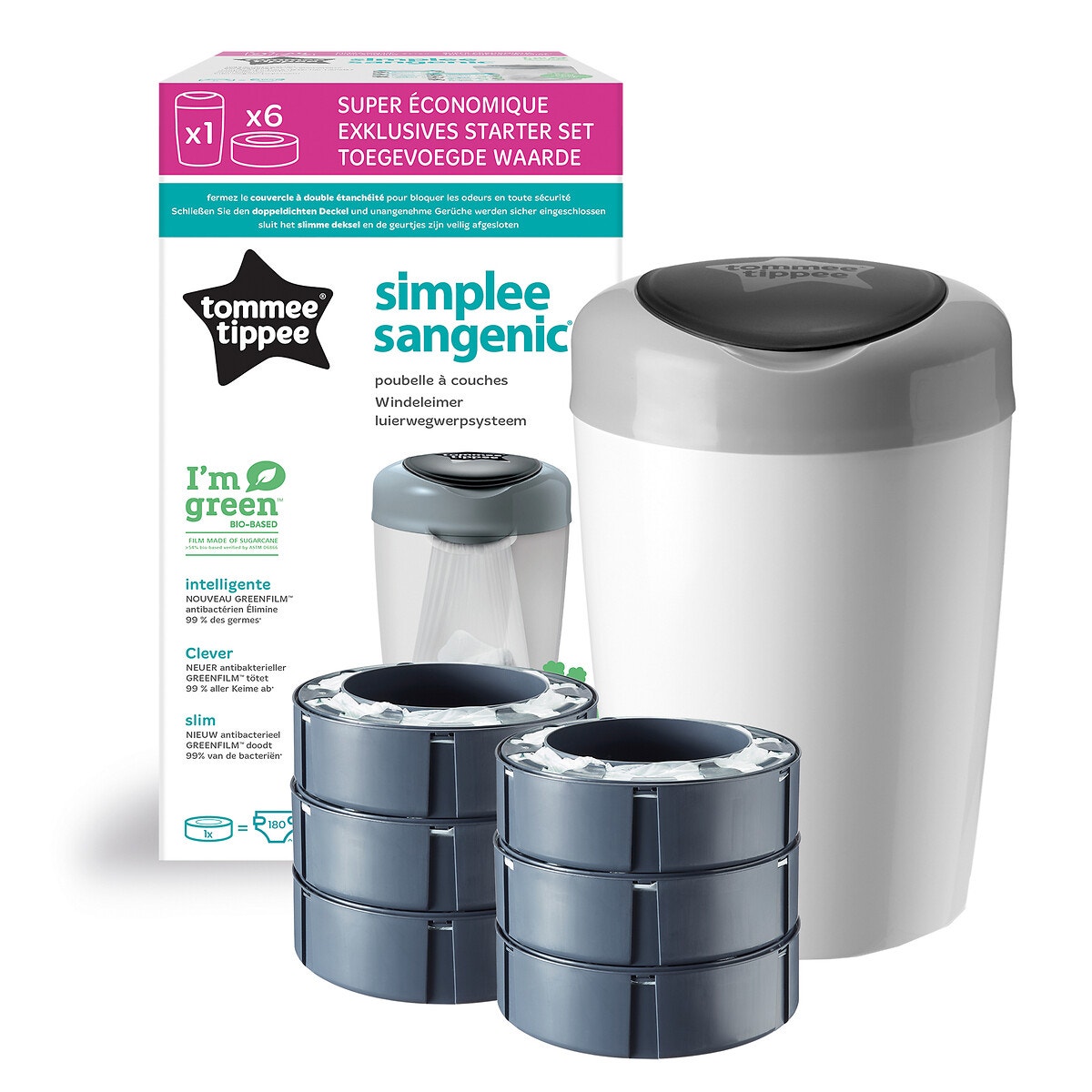 Lot de 10 recharges pour poubelle à couches anti-odeurs - 4,5 m - Pour  poubelle à couches Tommee Tippee Sangenic Tec et Angelcare