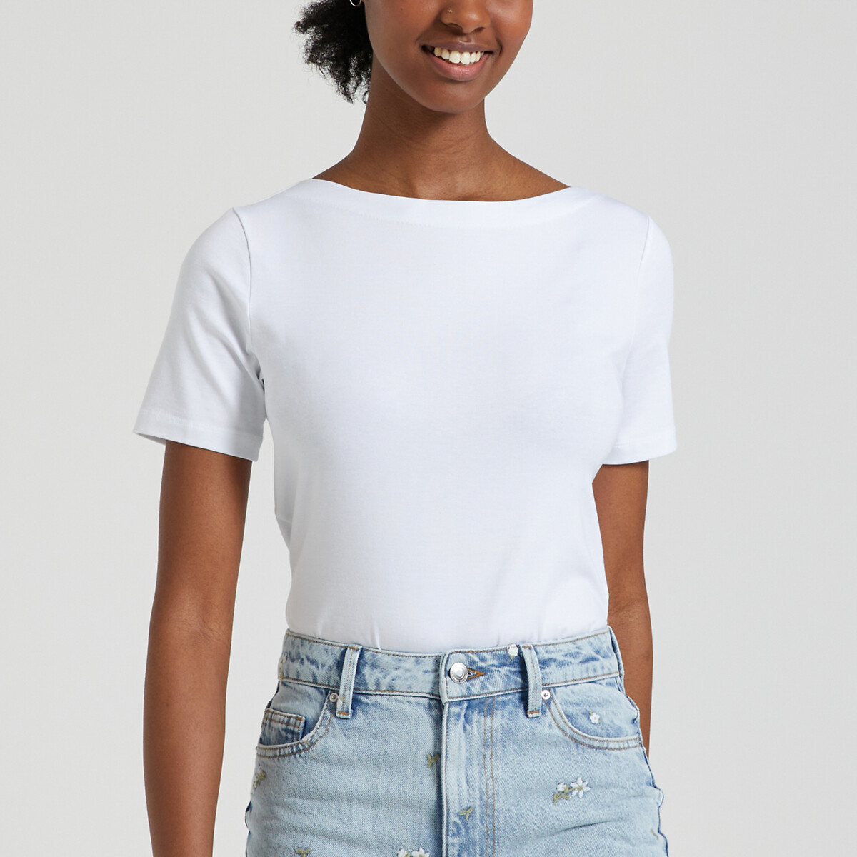 Vero Moda T-shirt Met Boothals En Korte Mouwen