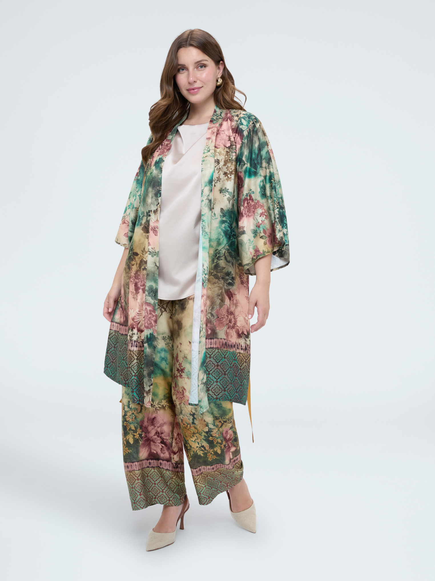 Kimono avec imprimé et ceinture, FIORELLA RUBINO