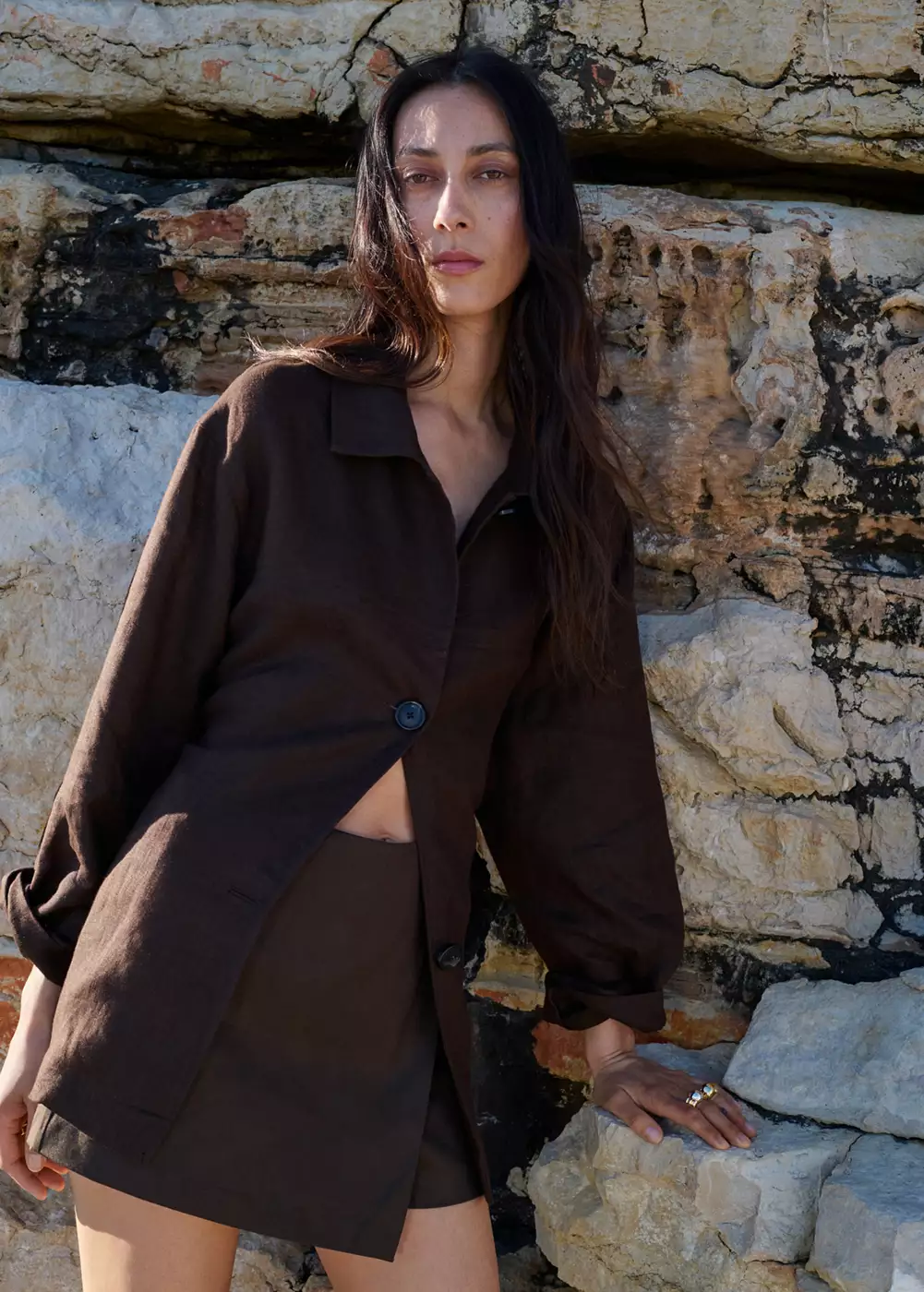 Jupe-culotte en lin, MANGO