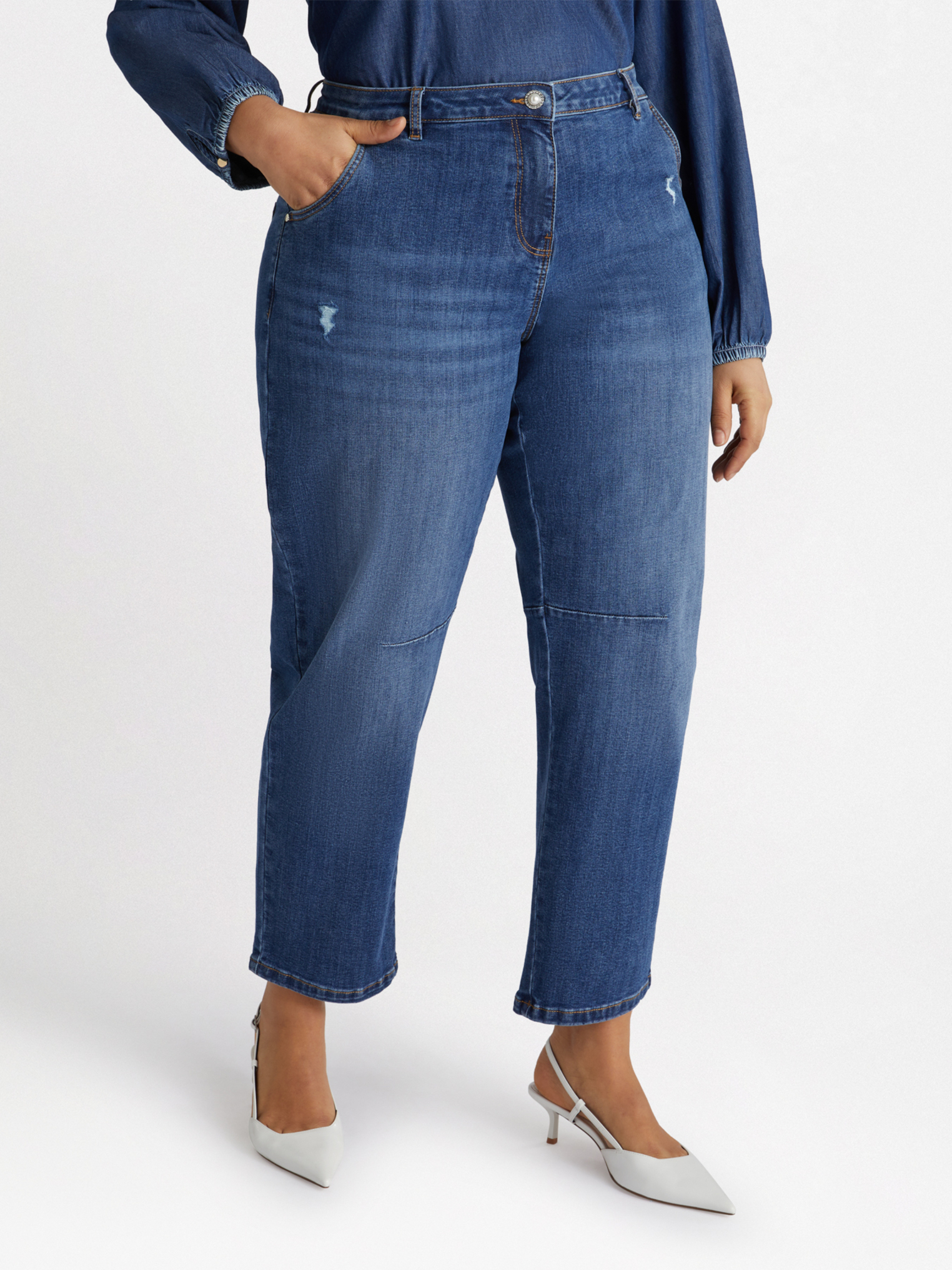 Jean coupe mom avec déchirures, FIORELLA RUBINO