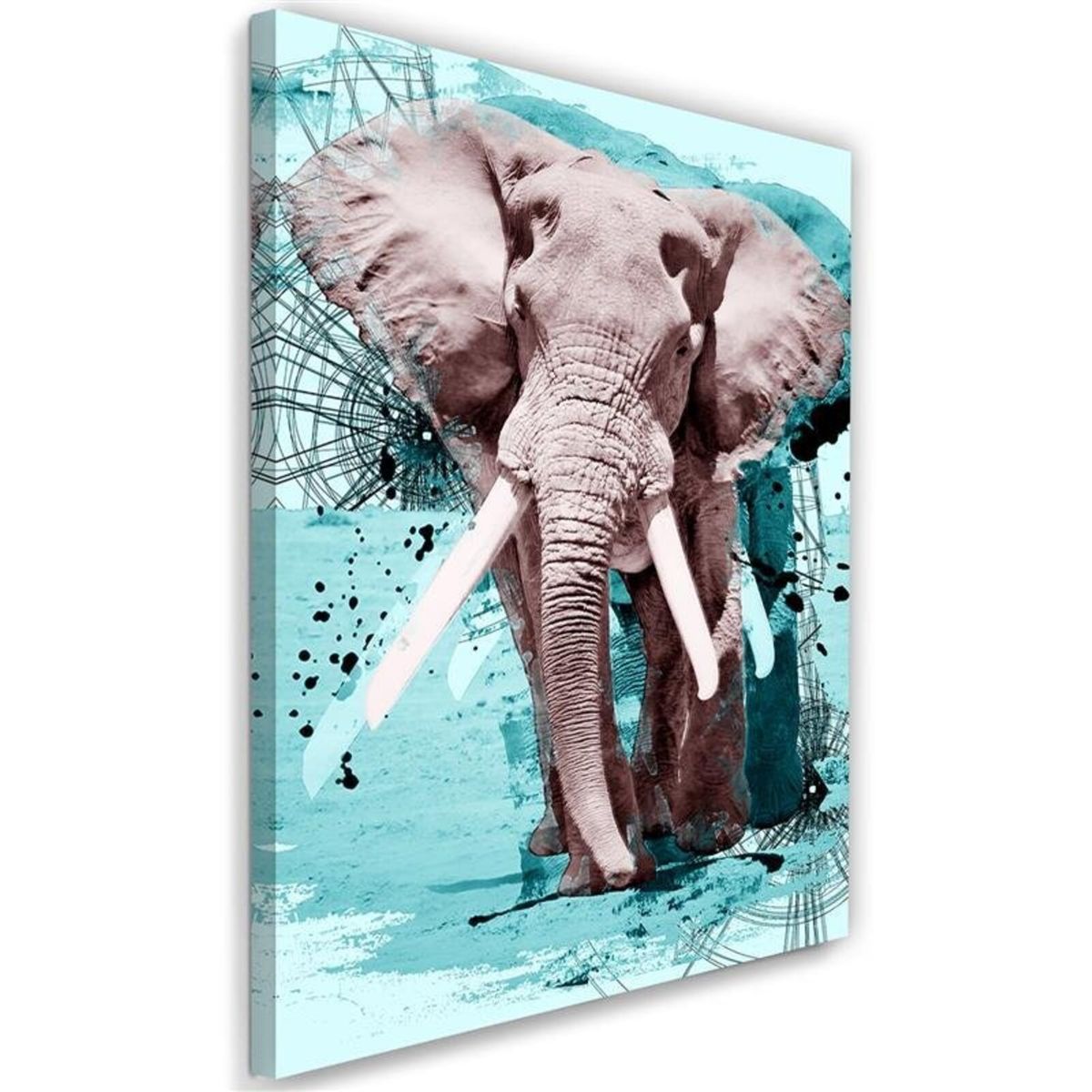 Toile Peinture Éléphant - Enfant - Aquarelle - 60x90 cm