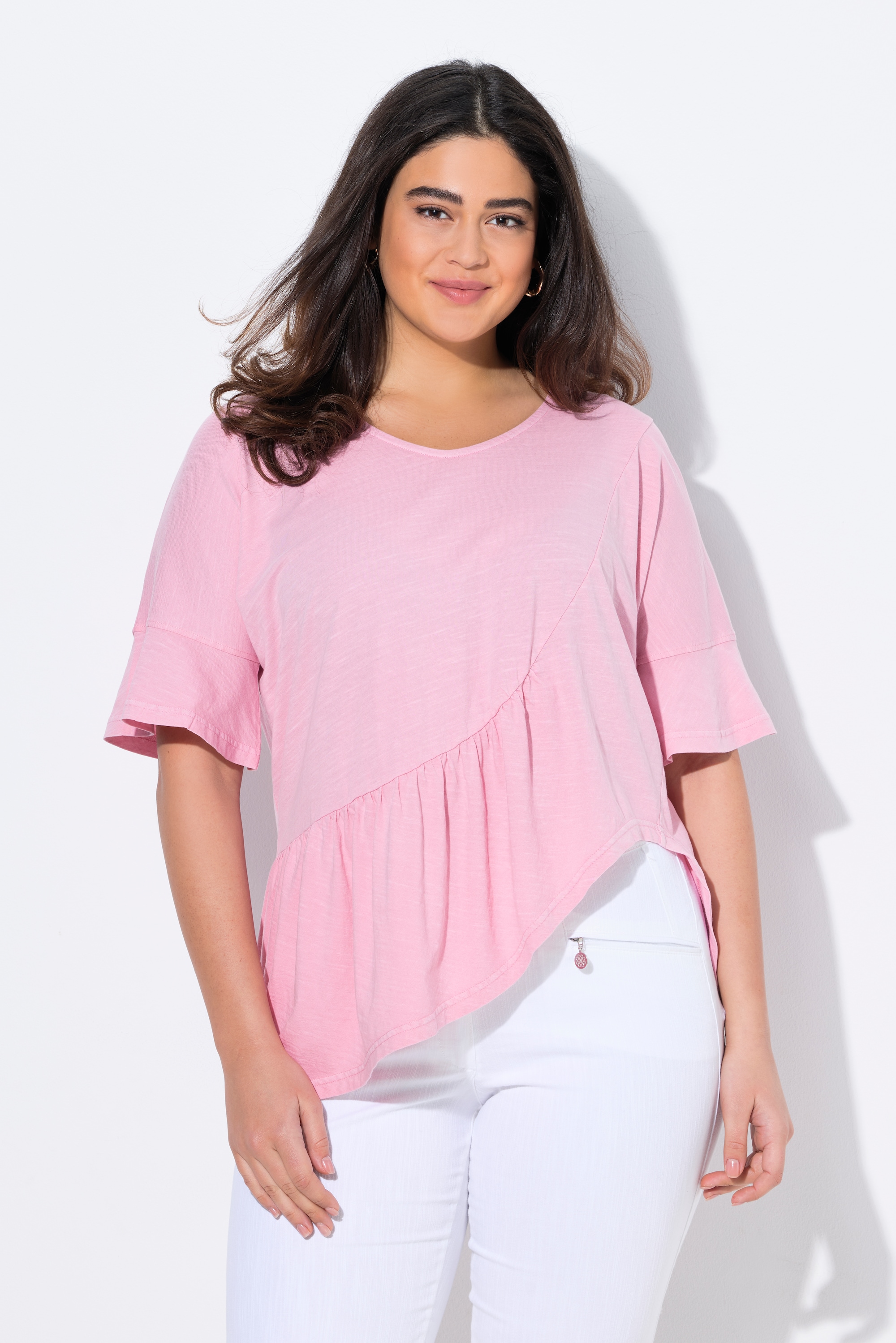 T-shirt oversize en coton bio. Col en V et, ULLA POPKEN
