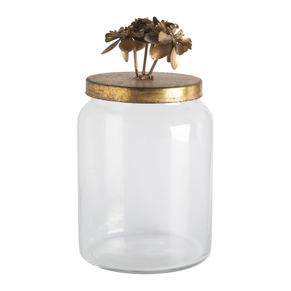 Bonbonnière Idylle florale en verre et métal 9,5 X 18CM, MATHILDE M