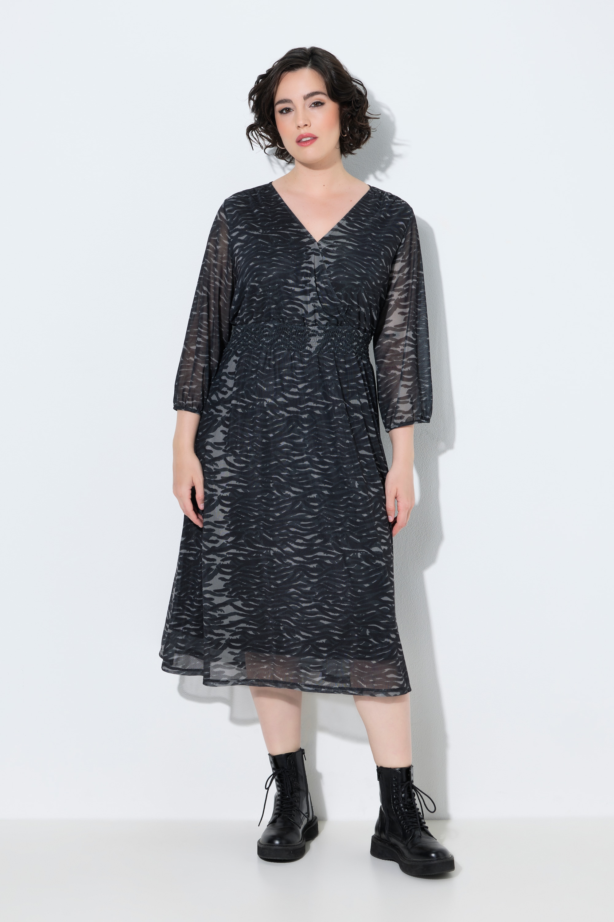 Robe midi en tulle, motif zébré, ULLA POPKEN
