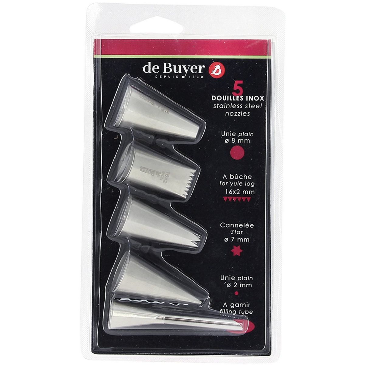 Douille à pâtisserie 5 assorties 2114.05, DE BUYER