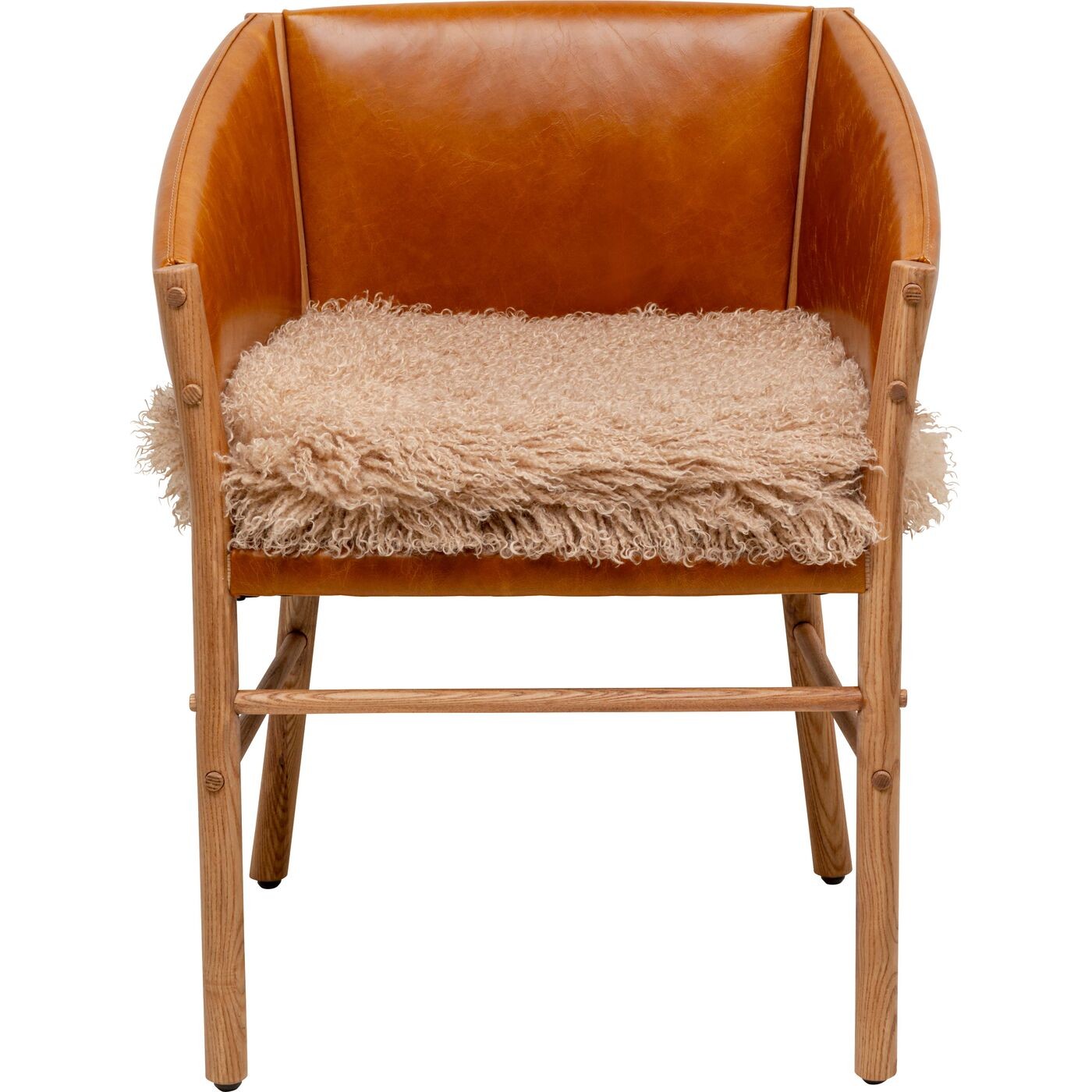 Chaise avec accoudoirs en cuir et hévéa, HALVA, KARE DESIGN