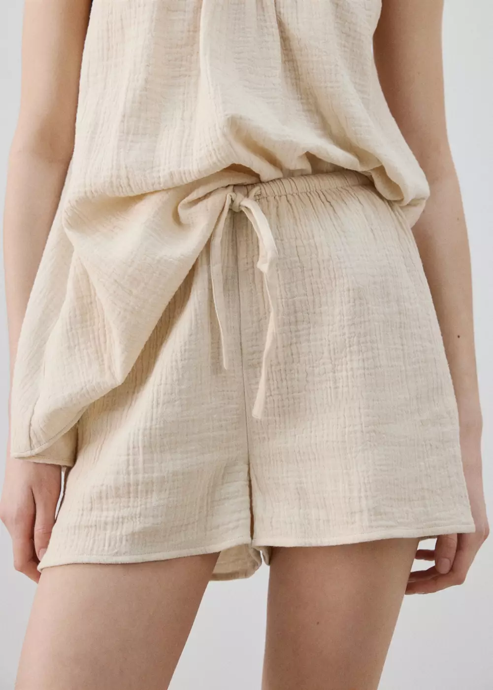 Short de pyjama en coton uni, MANGO