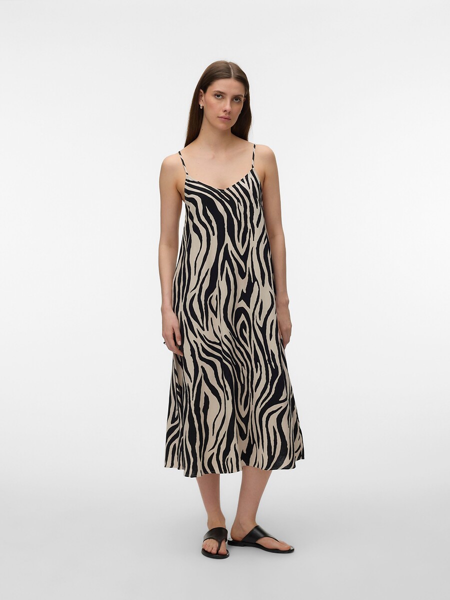 Bedrukte, lange jurk met schouderbandjes, VERO MODA