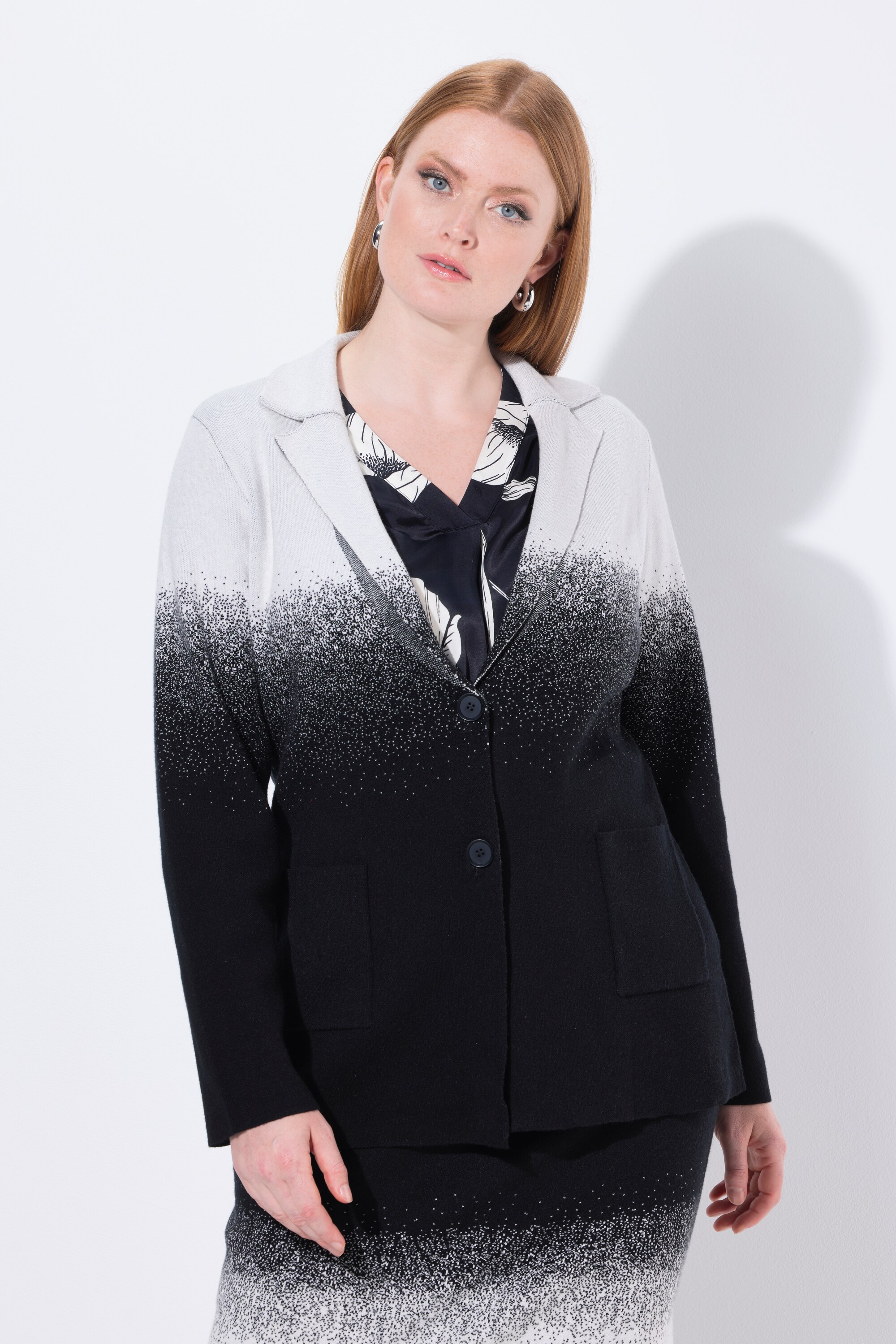 Blazer en maille avec col à revers, ULLA POPKEN