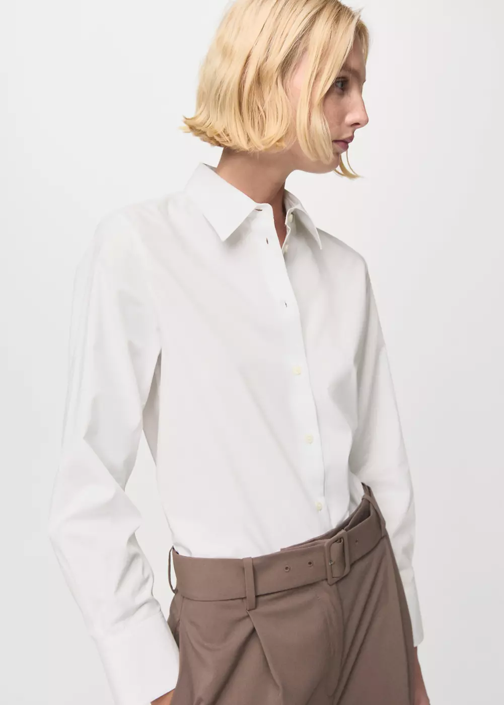Chemise droite mélange coton et lyocell, MANGO