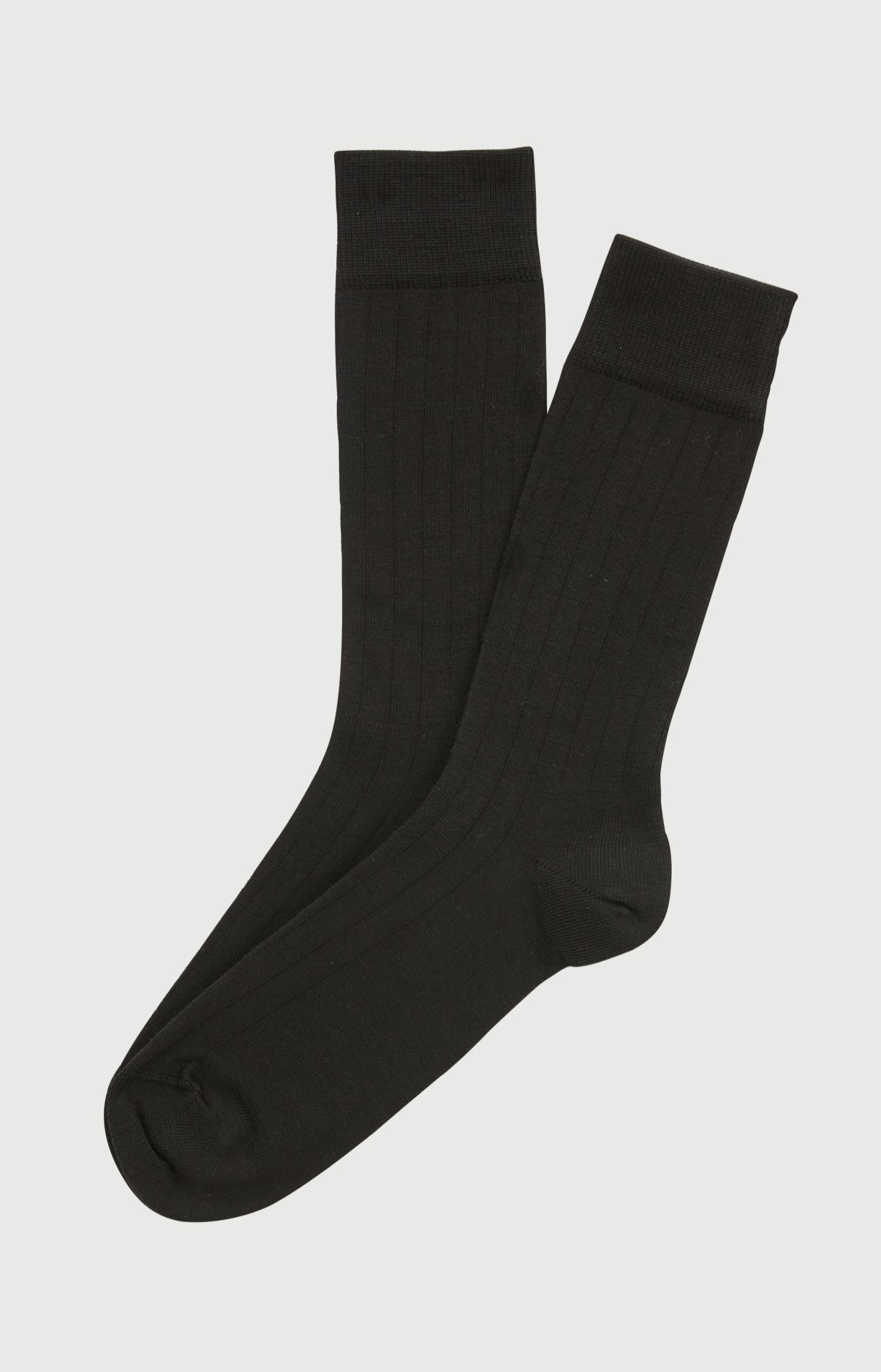 Chaussettes en laine et coton couleur unie Noir, ARTHUR