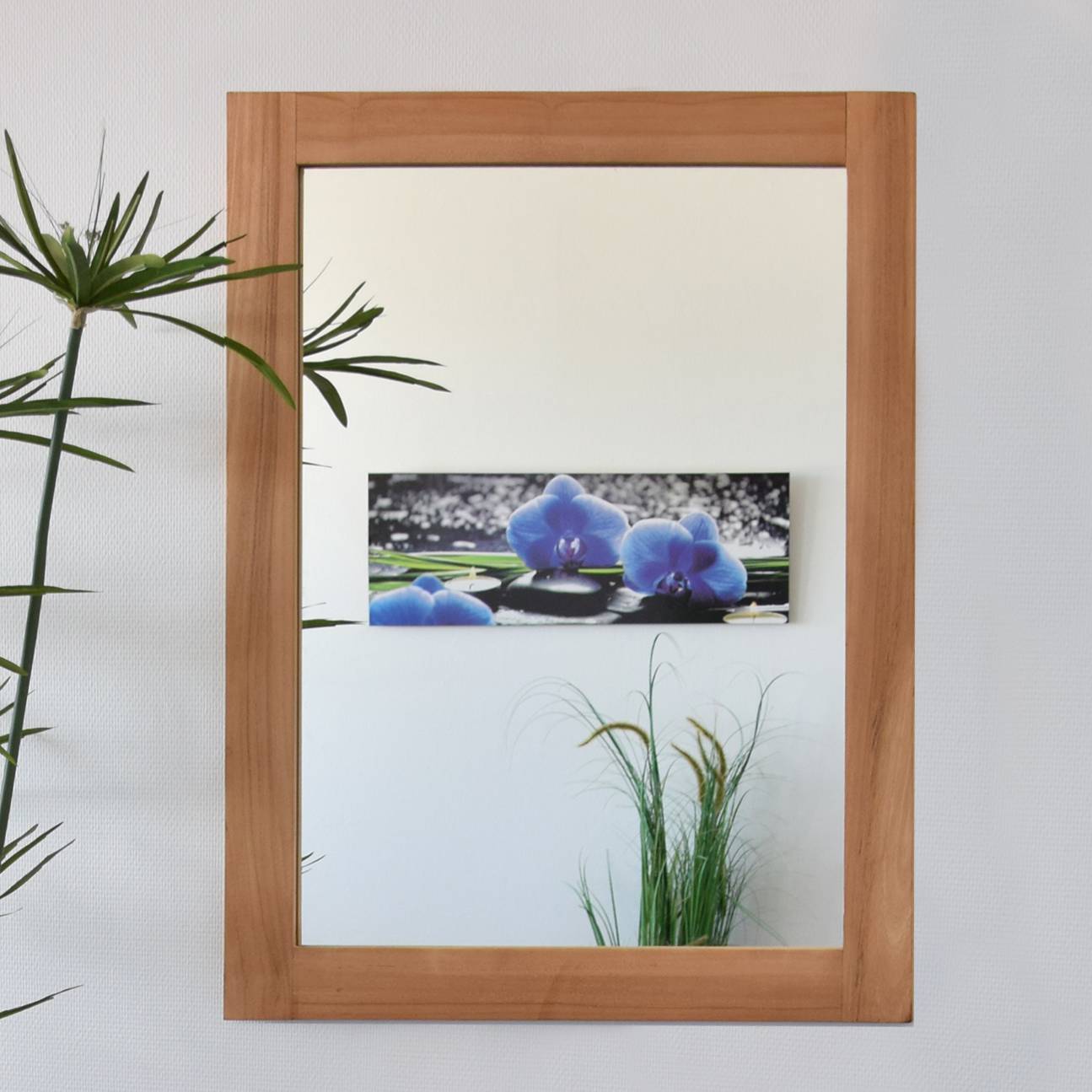 Miroir rectangulaire en teck massif 90 x 70 cm - LAZY, WILDWATER