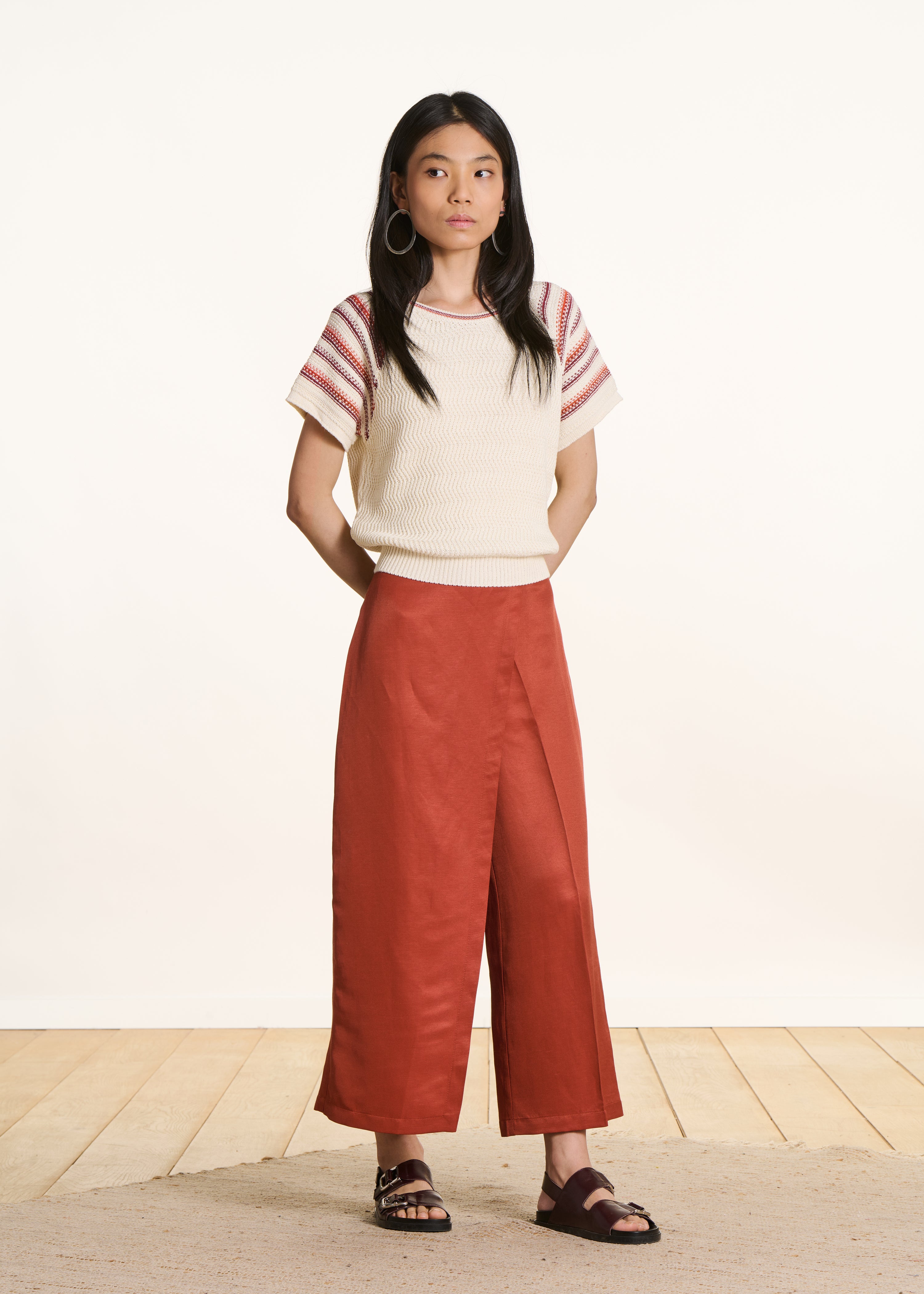 Pantalon taille haute 7/8ème à pan, LA FEE MARABOUTEE