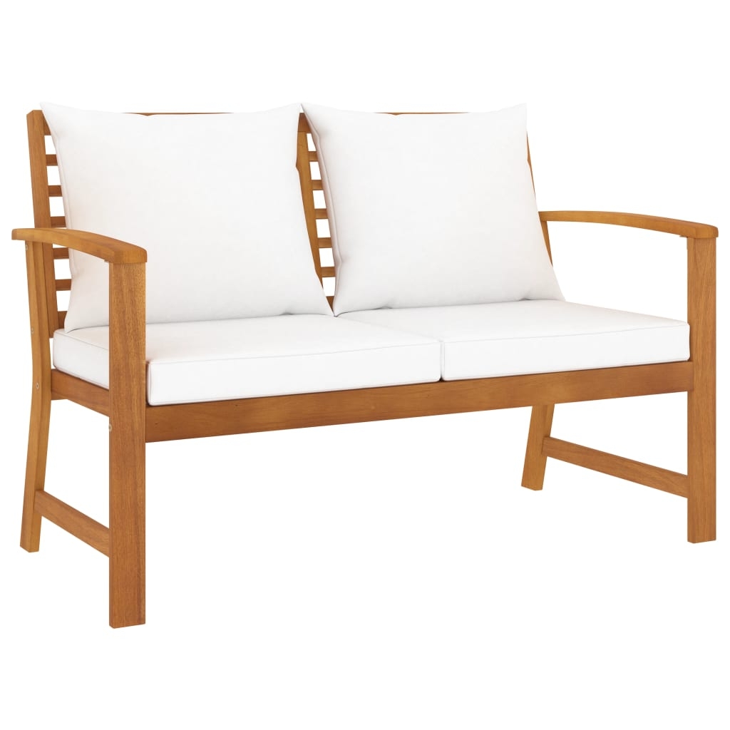 Banc de jardin en bois avec coussins, HOME MAISON