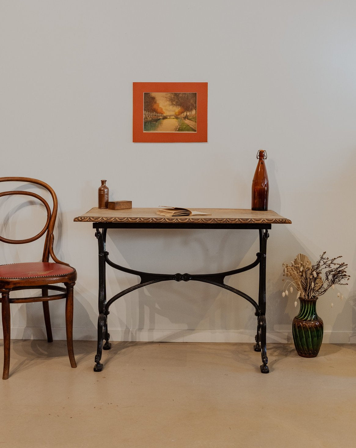 Table d'appoint en bois et métal noir Francine N°861 - Bon état, DEBONGOUT