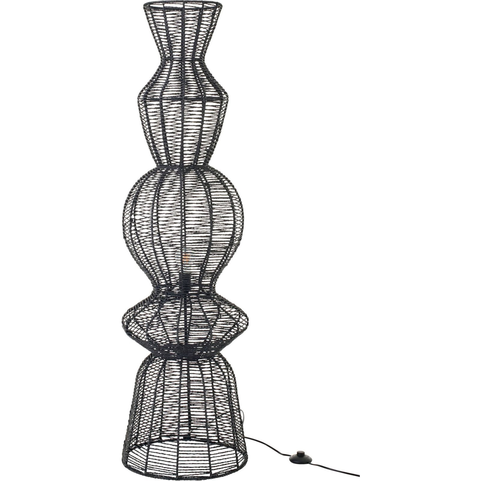 Lampadaire sculptural en corde et métal, RECOLLECTION