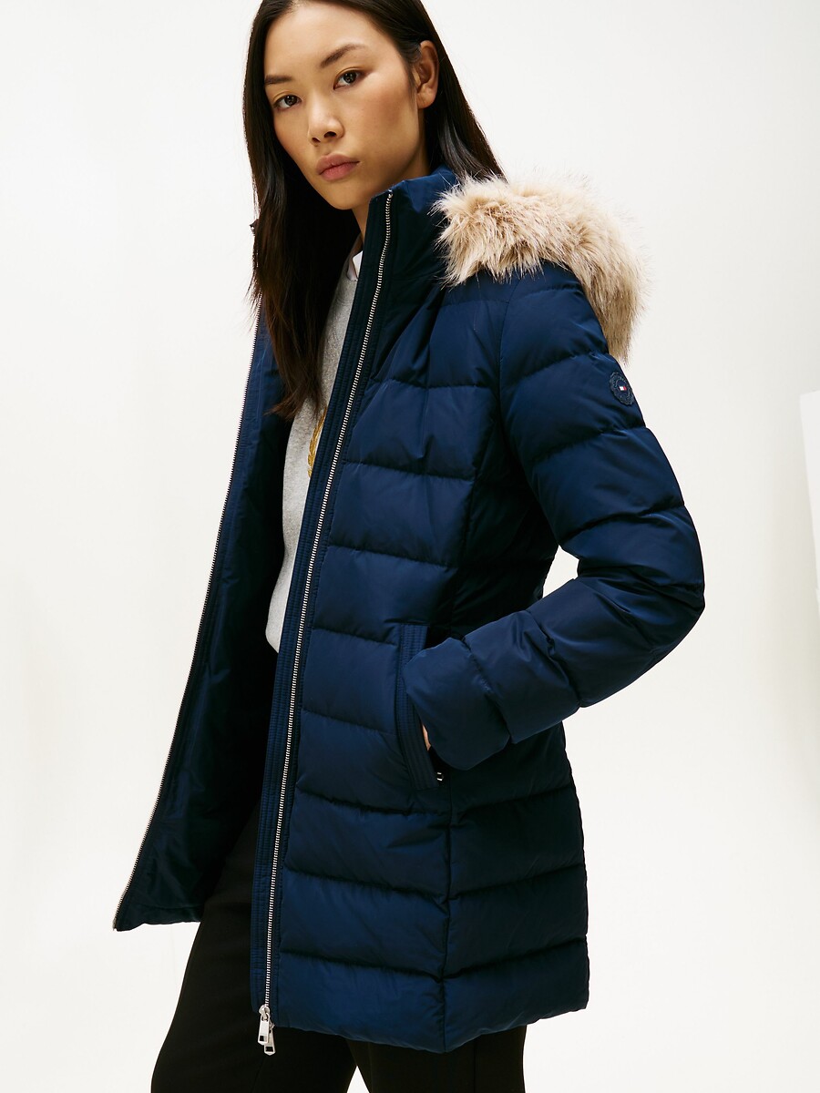 Manteau doudoune mi-long à capuche, TOMMY HILFIGER
