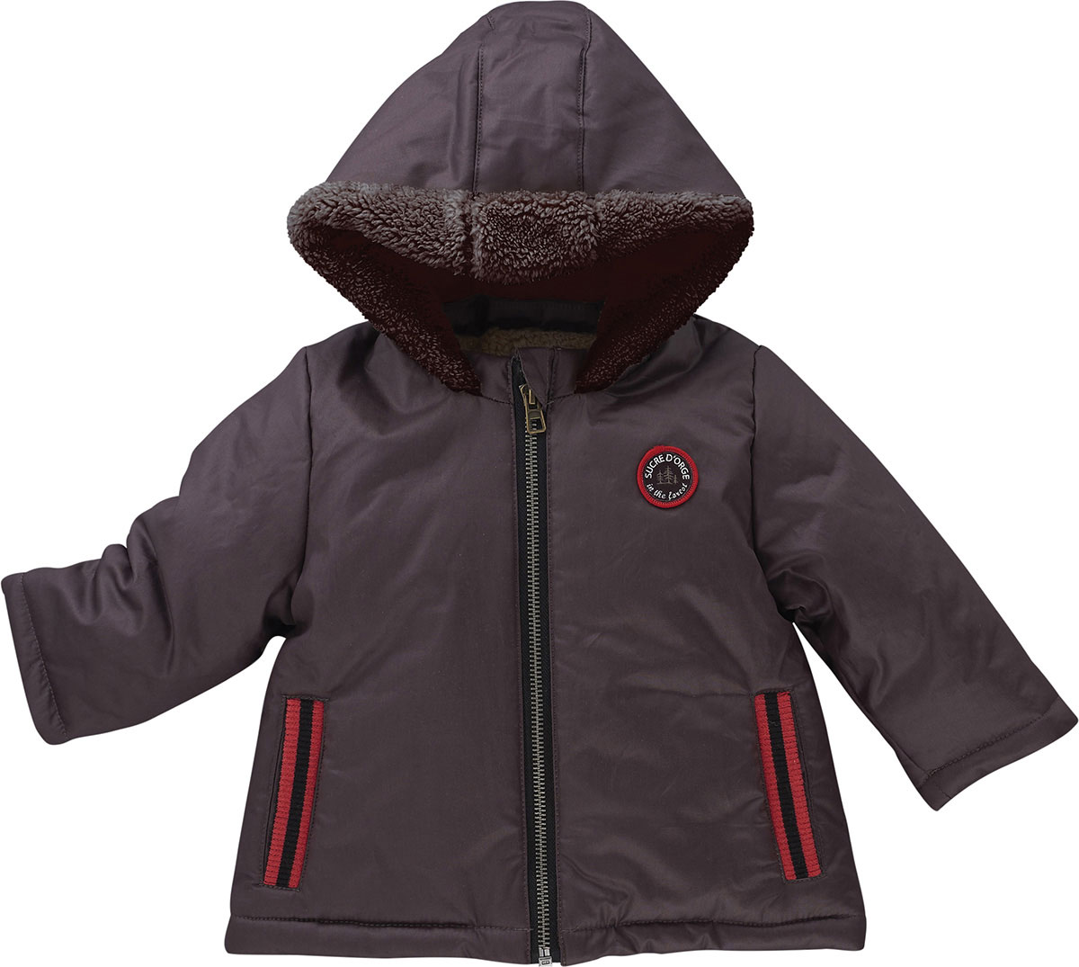 Manteau a capuche garcon marron, SUCRE D'ORGE