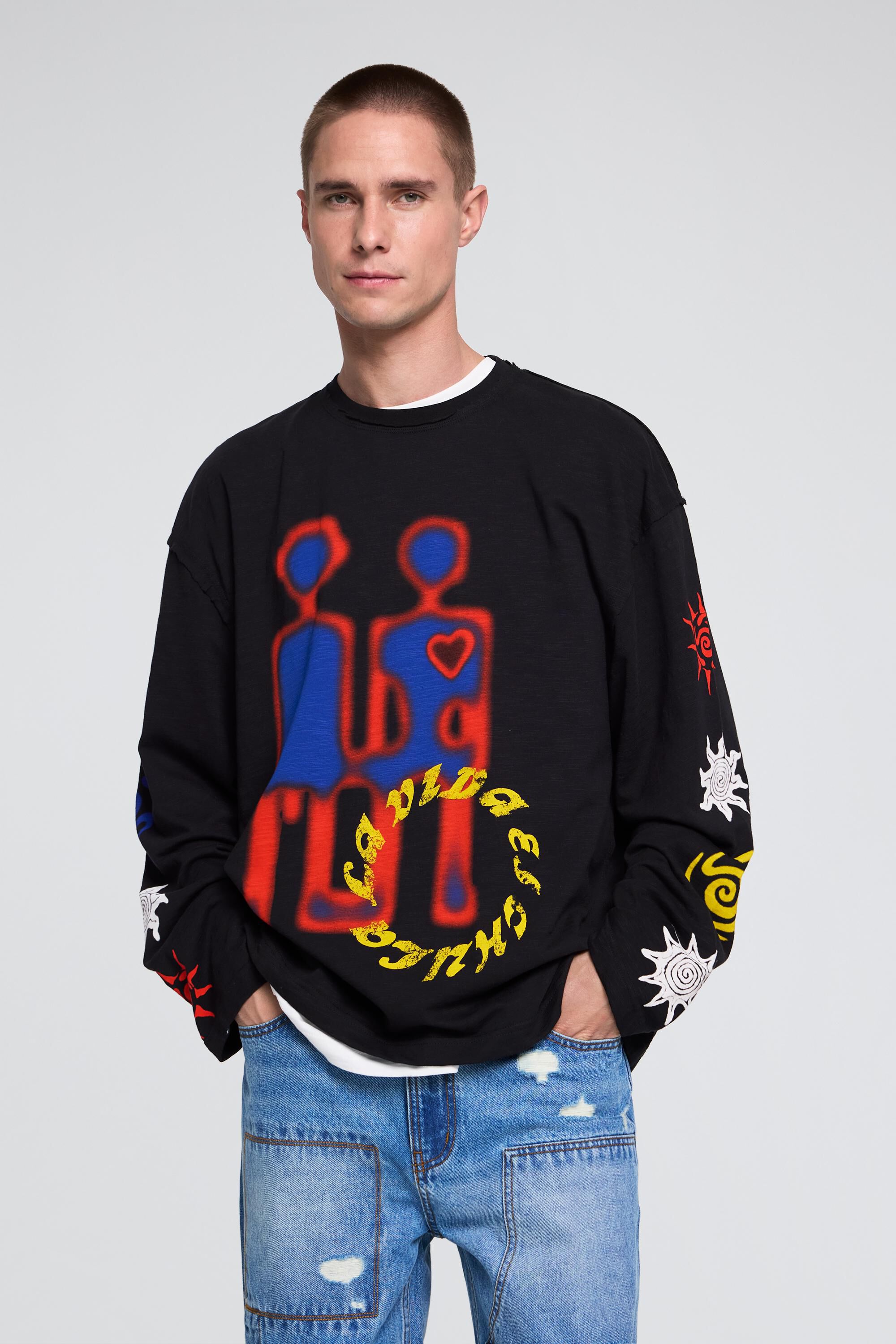 T-shirt à manches longues imprimé, DESIGUAL
